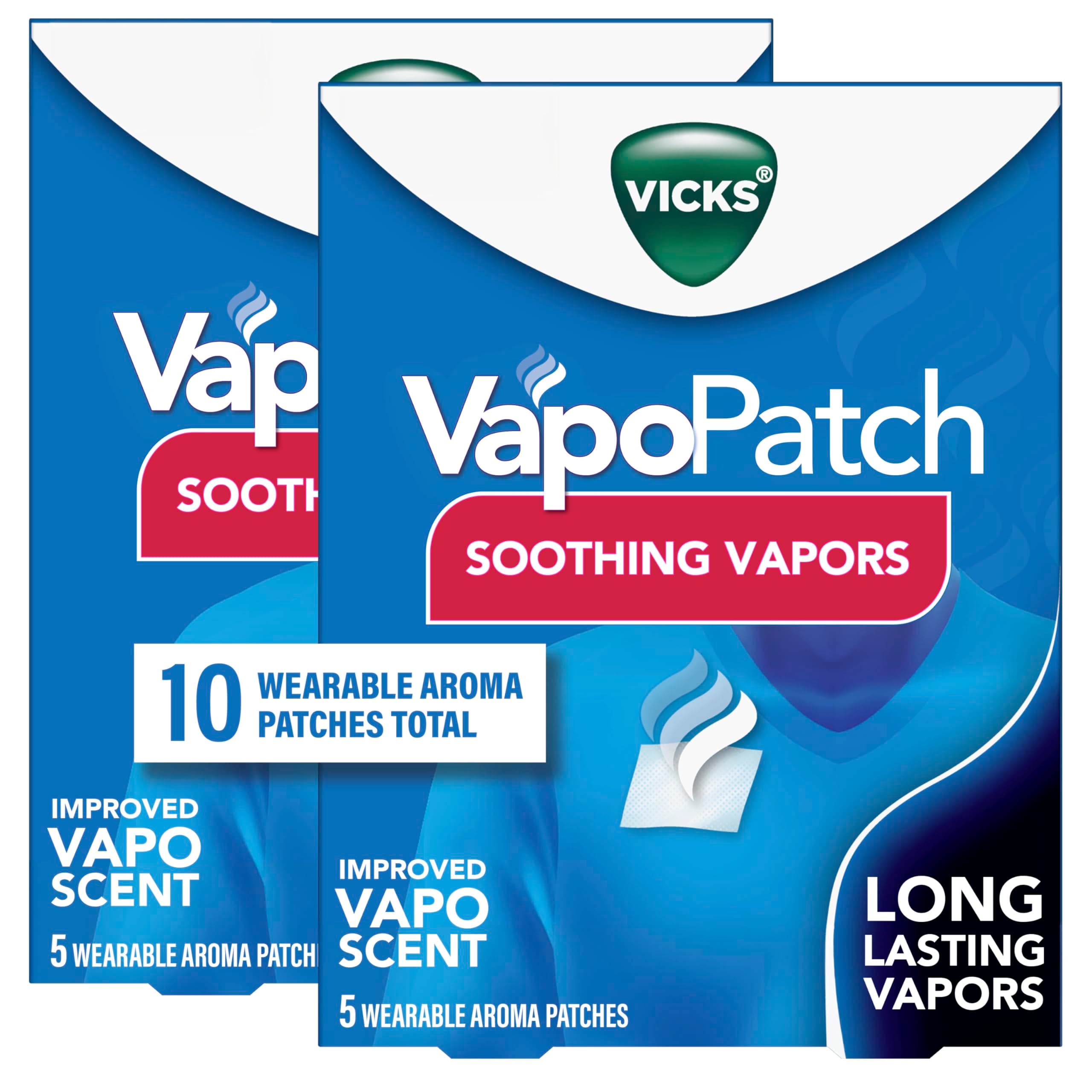 VapoPatch, Wearable Mess-Free Aroma Patch, Soothing & Comforting Non-Medicated Vicks Vapors, For Adults & Children Ages 6+, 5ct (2 pack)