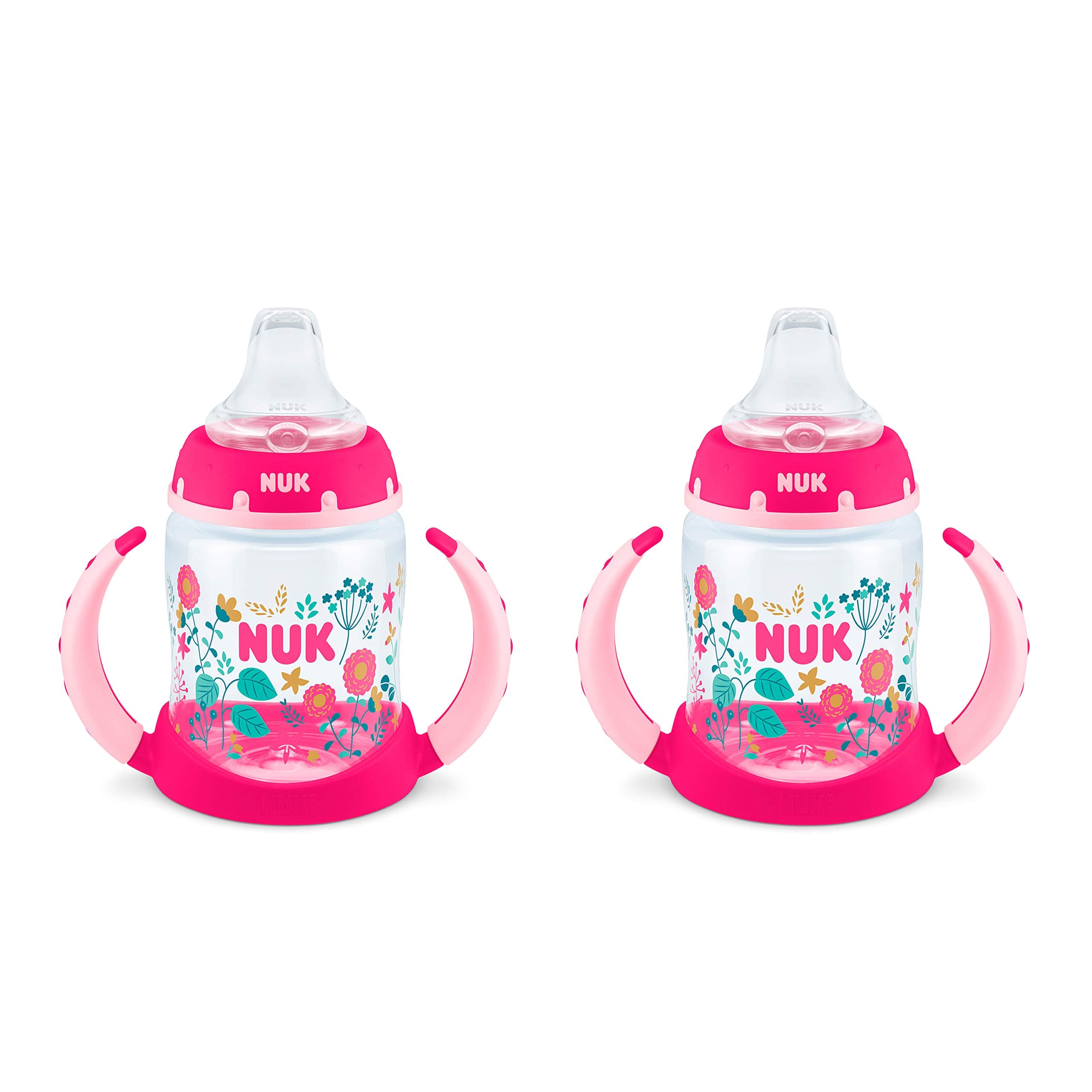 Learner Cup, 5oz, 2-Pack, Flowers – BPA Free, Spill Proof Sippy Cup