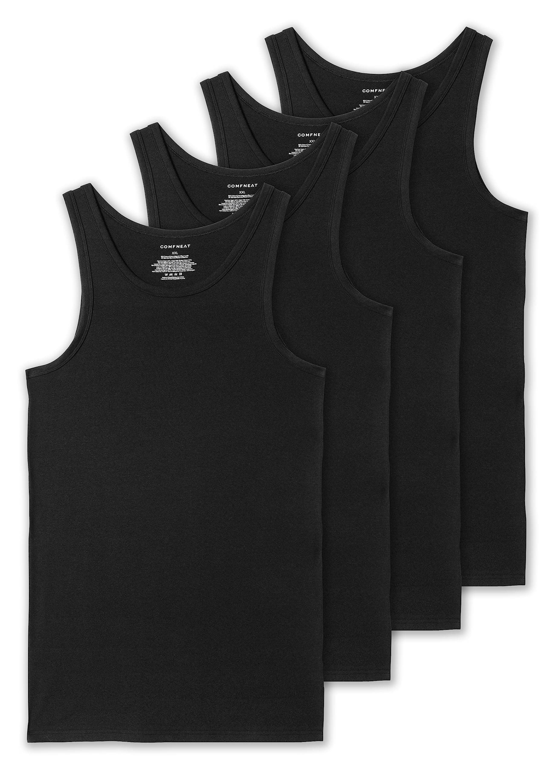 Men's 4-Pack Big & Tall Tight Fit A-Shirts Cotton Spandex Tank Tops Sleeveless Undershirts