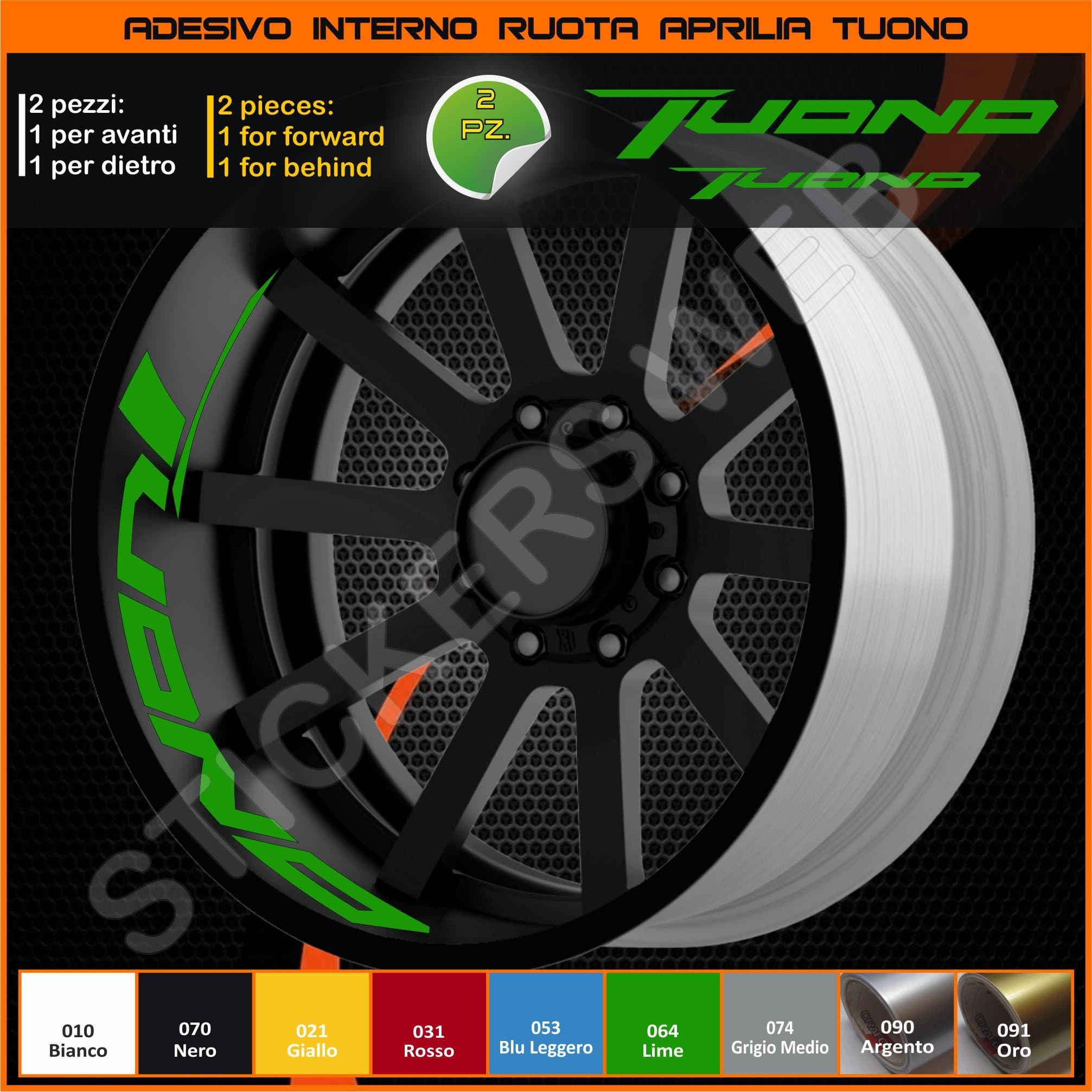Thunder Wheel Rim Aprilia Stickers Decals inner strips strip Wheel 0281 code 064 Lime