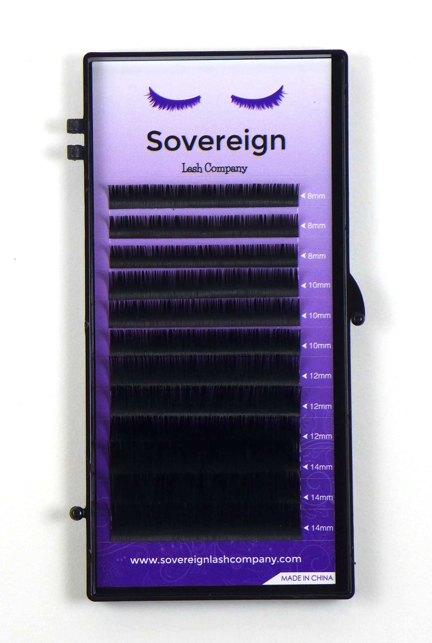 Sovereign Lash Company Eyelash Extensions D Curl (.10 Thickness, 8,10,12,14mm Mixed Tray)