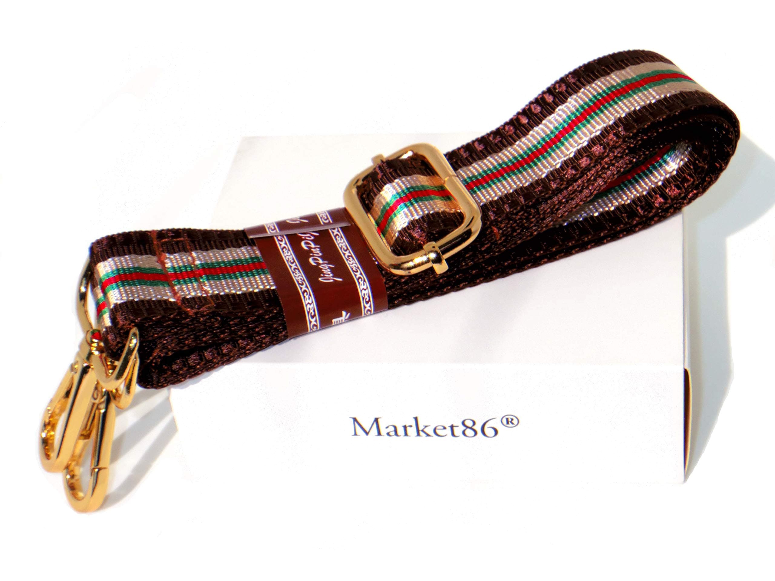 market86 The Latest Model Colorful Knitted Adjustable Length Shoulder Crossbody Handbag Straps Purse Handles Replacement (Coffee-Beige-Green-Red-Gold)