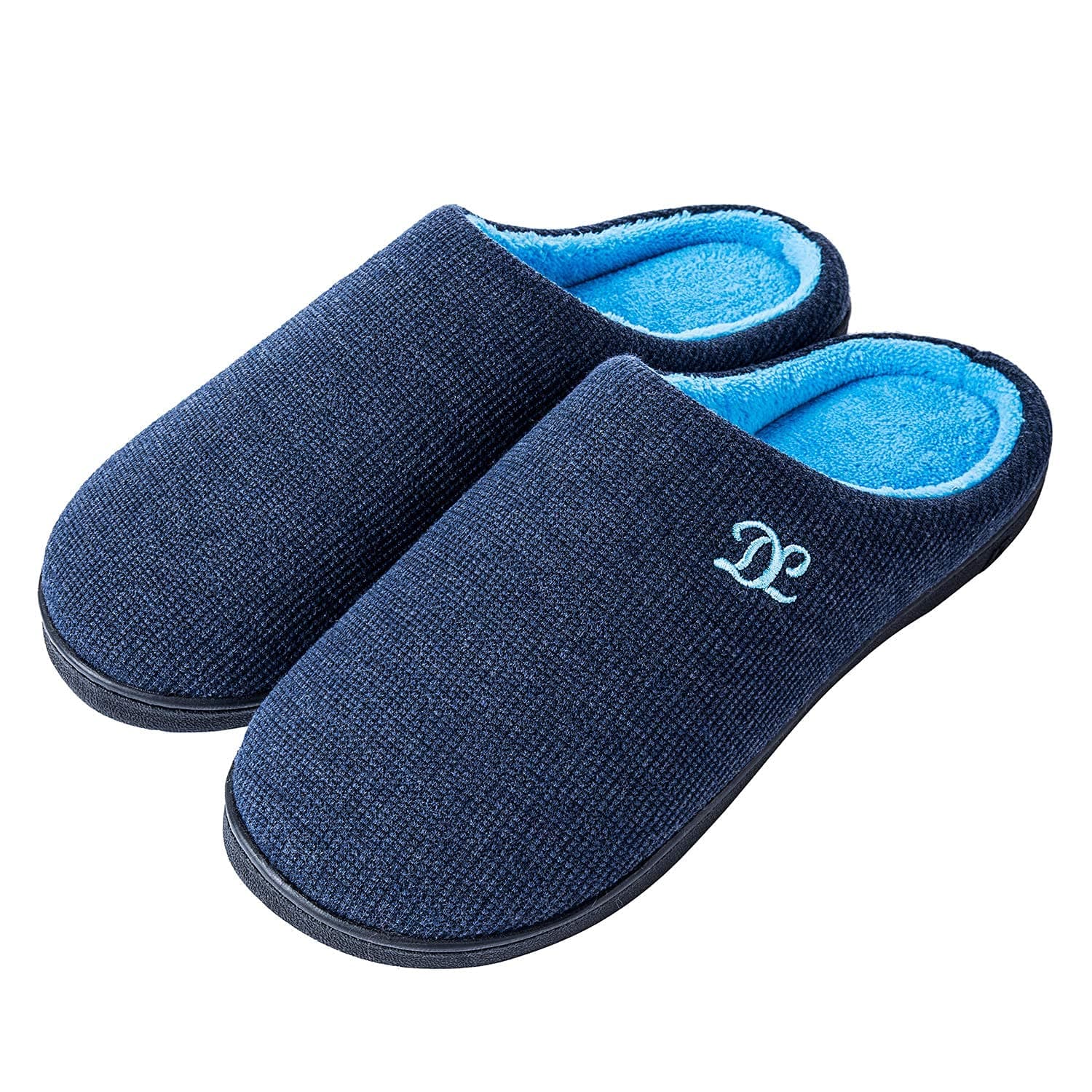 - Mens Memory Foam Slippers - Comfortable House Slippers For Men, Indoor Outdoor, Closed Toe Black Gray Navy