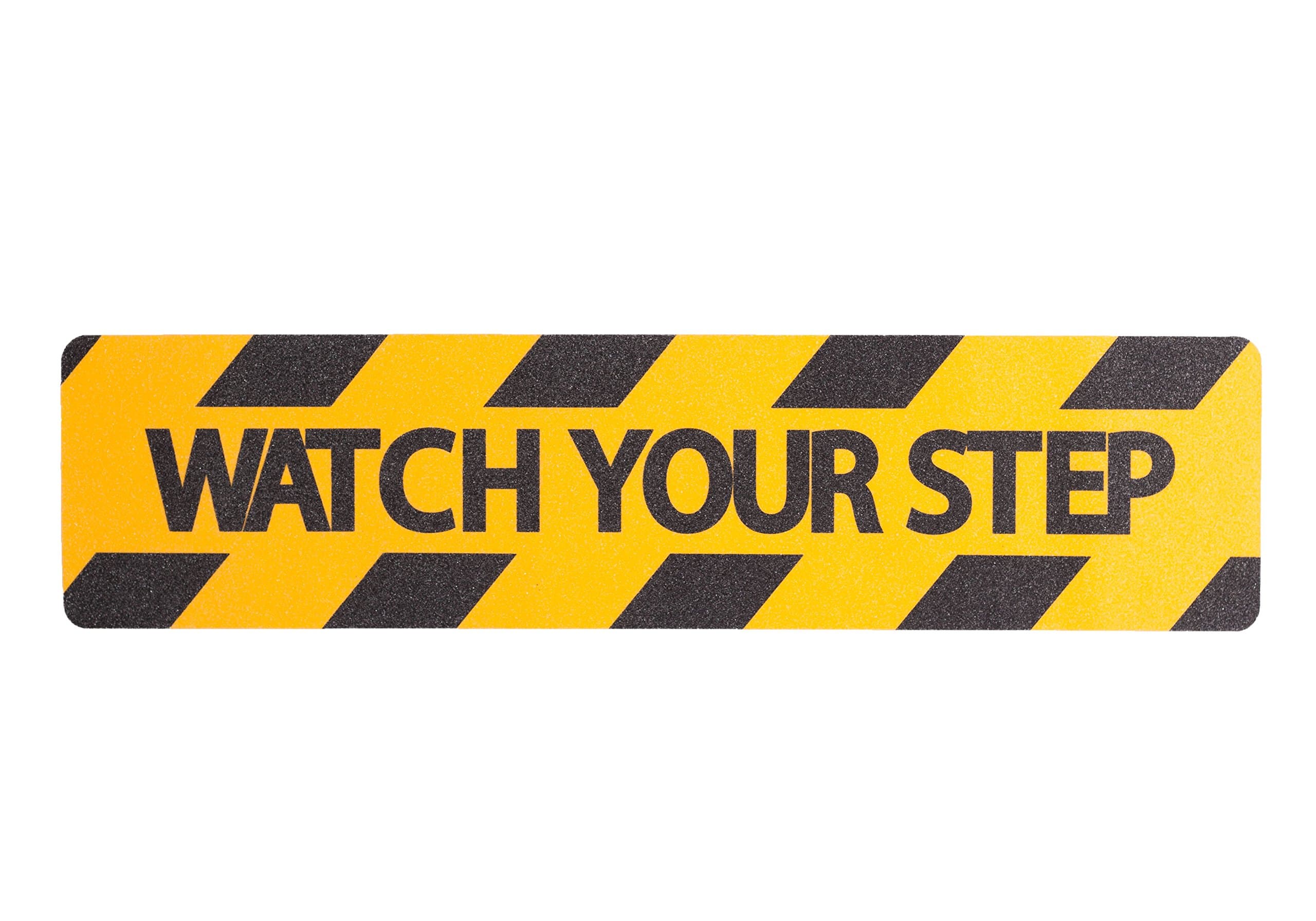 3 Pack Slip Guard Non-Slip Stair Tape - Waterproof Safety Steps, 6” x 24", 80 Grit, Watch Your Step Lettering