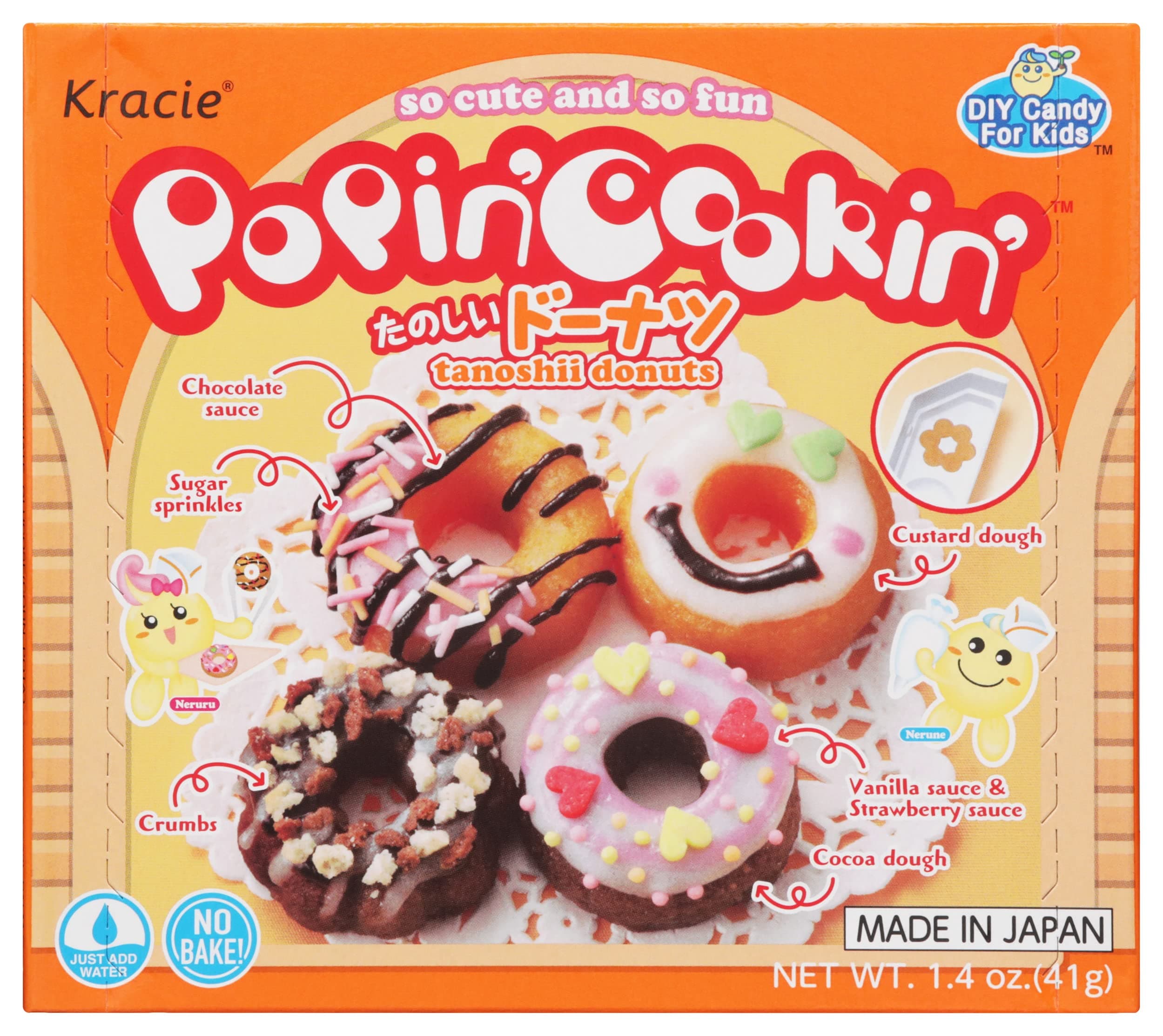 Kracie Popin' Cookin' Diy Candy for Kids, Donut Kit, 1.44 Ounce