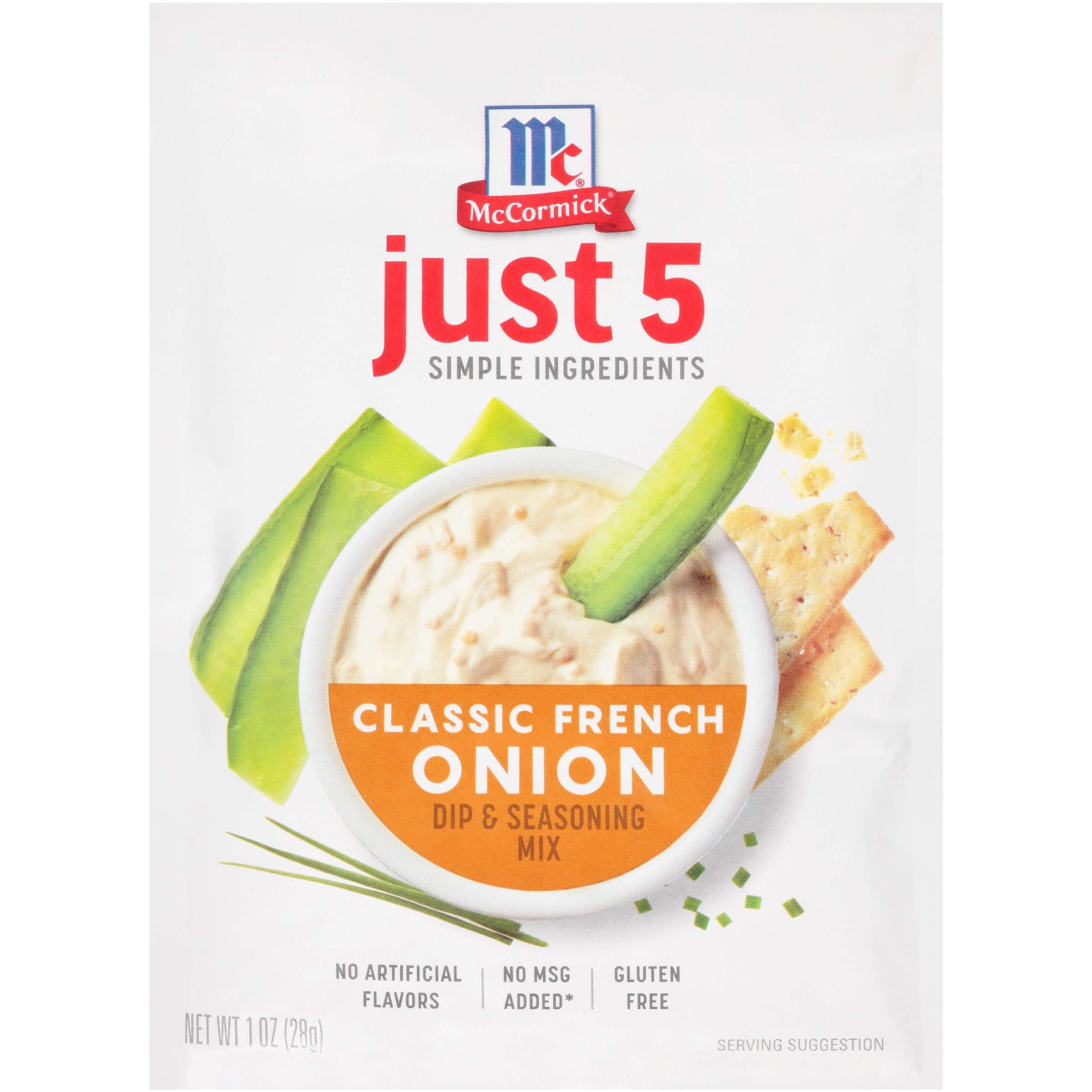 Just 5 Simple Ingredients Classic French Onion Dip & Seasoning Mix, 1 oz (Pack of 12)