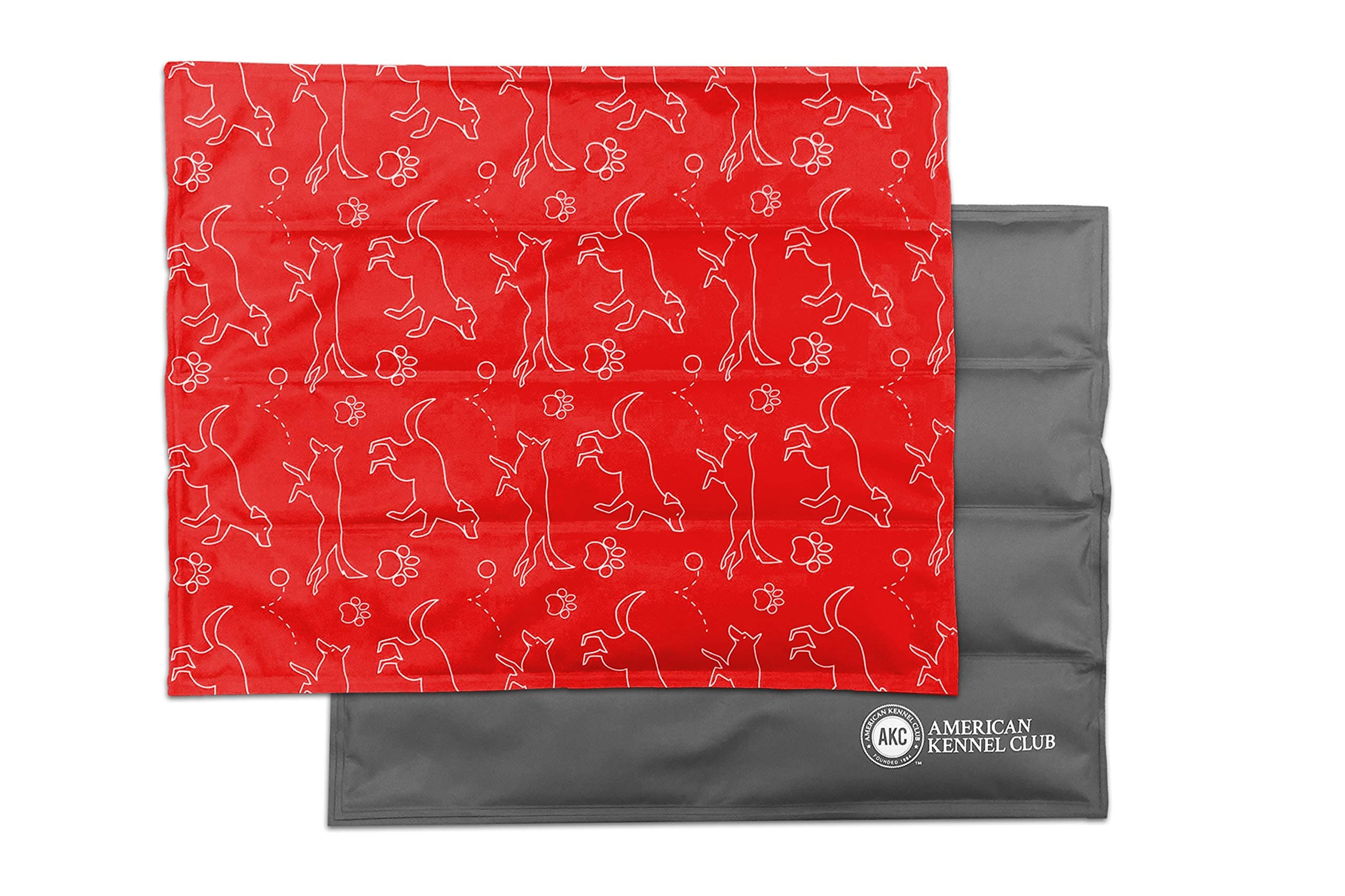 American Kennel Club AKC Large Dog & Paw Pet Cooling Mat, Red