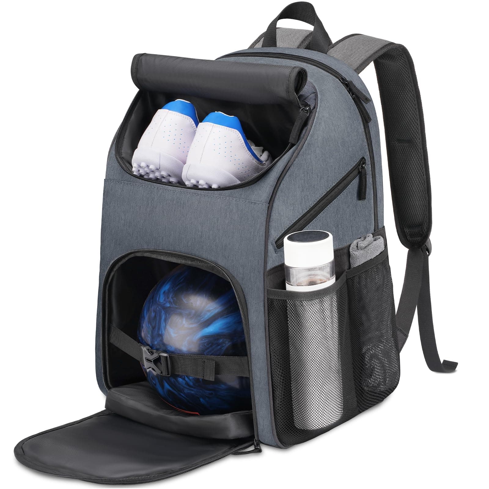 Bosynoy Bowling Backpack, Single Bowling Ball Bag with Shoe Bag Up to Size 16, Bowling Accessories Gifts for Bowling Lovers