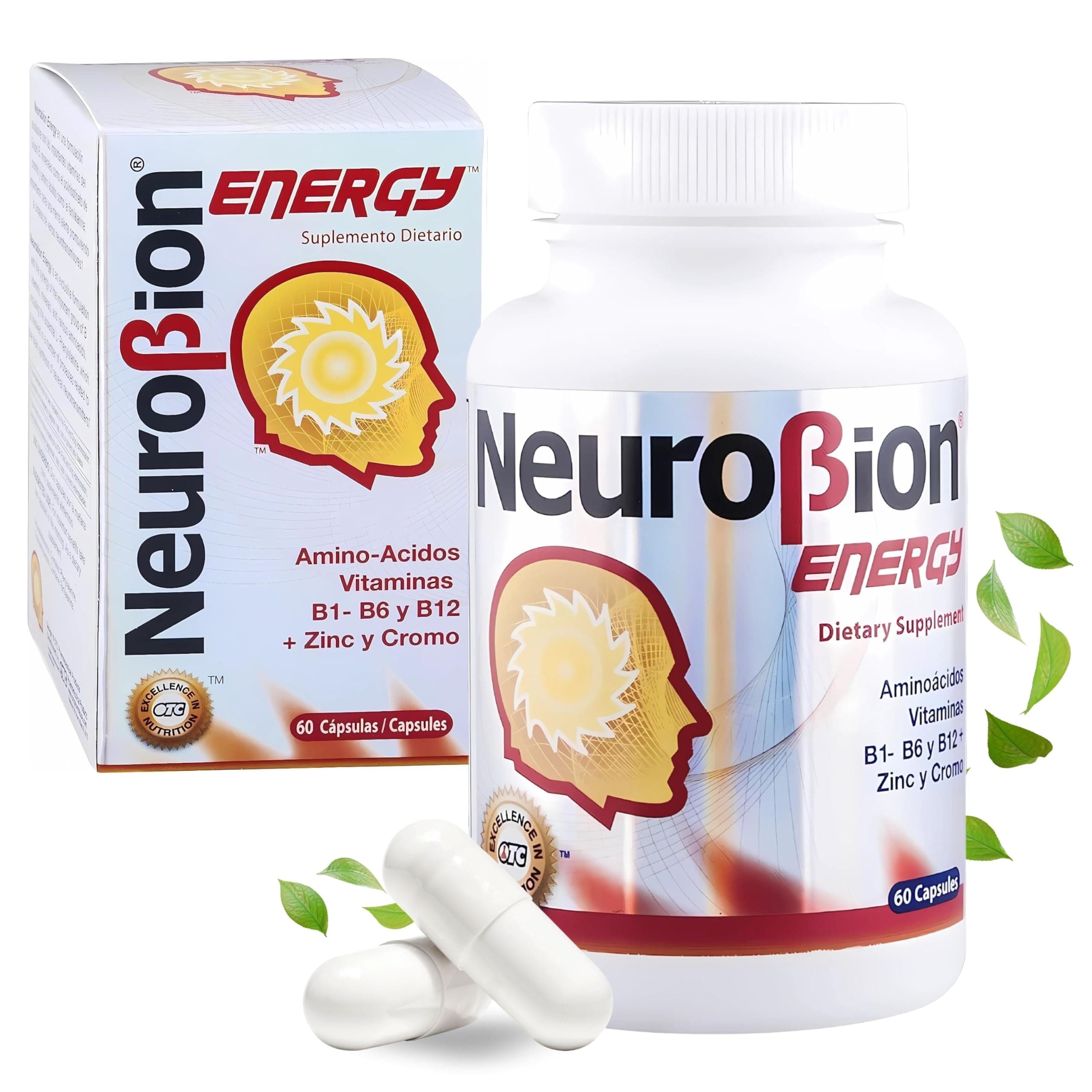 60 Caps Neurobion Energy - Amino Acids Vitamin B1 B2 B6 B12 - Increases Brain Alertness & Stamina