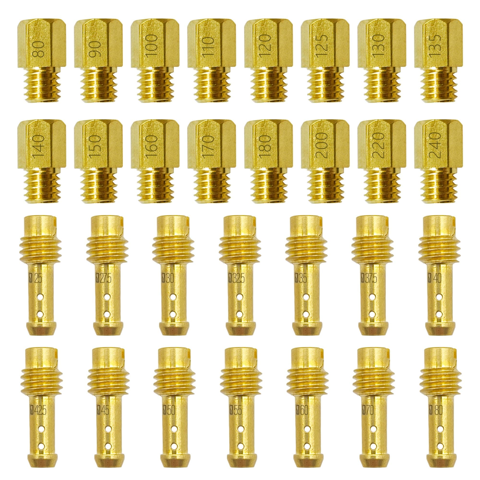 Main Jet and Pilot Slow Jet Kit for Mikuni Carburetors Large Hex VM4/042 & VM22/210 Set 30 Pcs