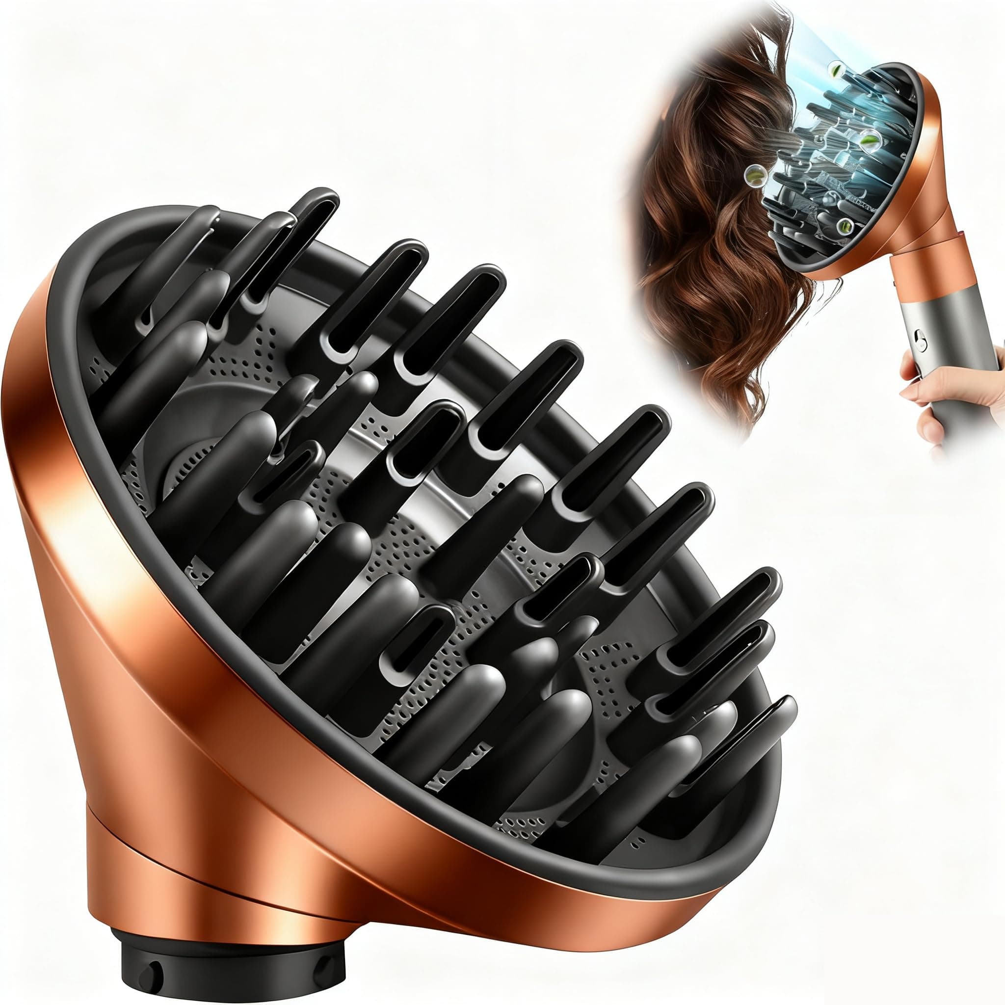 Portable Hair Diffuser for Dyson Airwrap HS05 HS03 HS01 Hair Diffuser Nozzle Convertible for Airwrap Styler to Hair Dryer, Gold