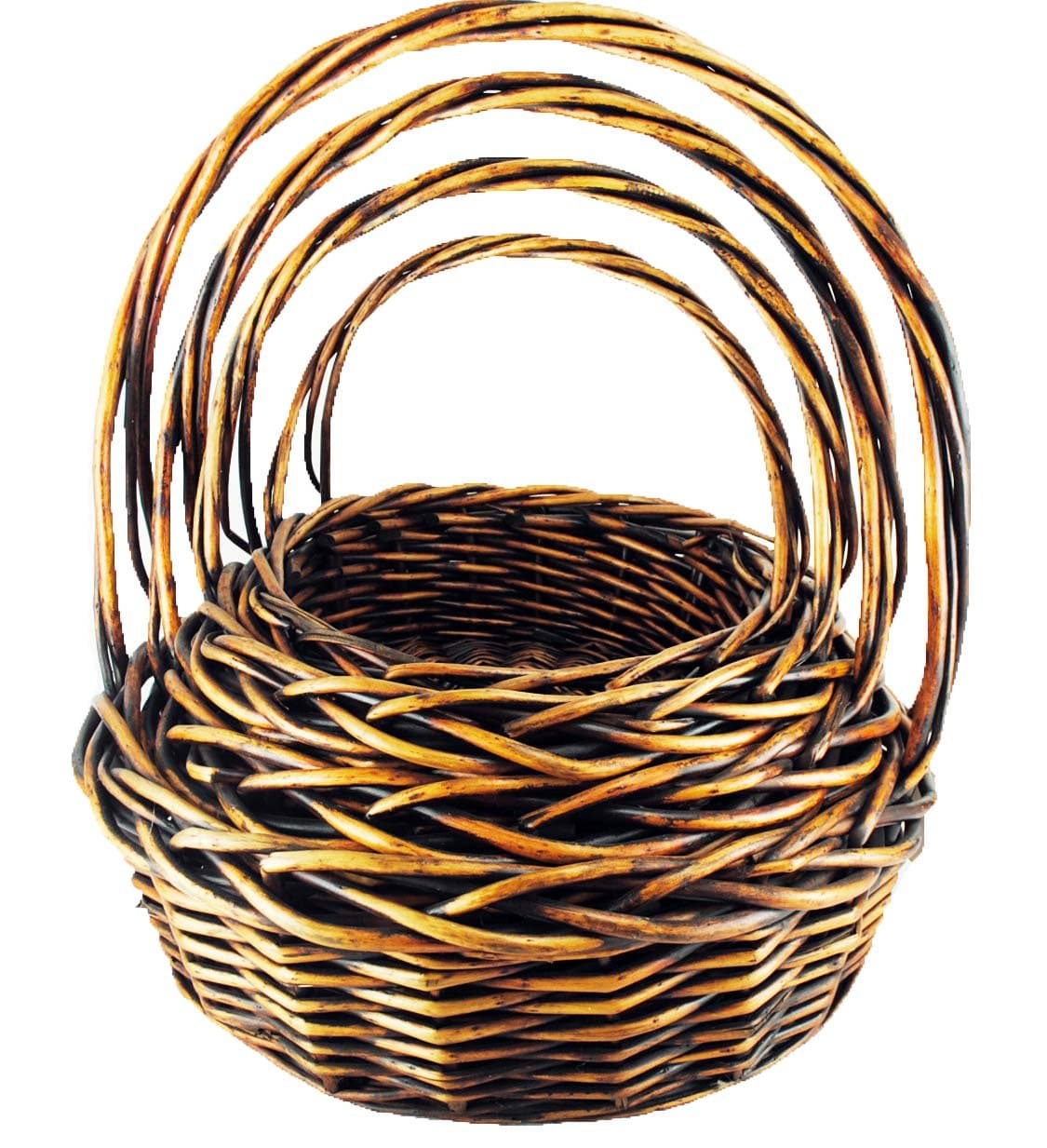 TOPOT set of 4 willow Nersery basket (dark brown)