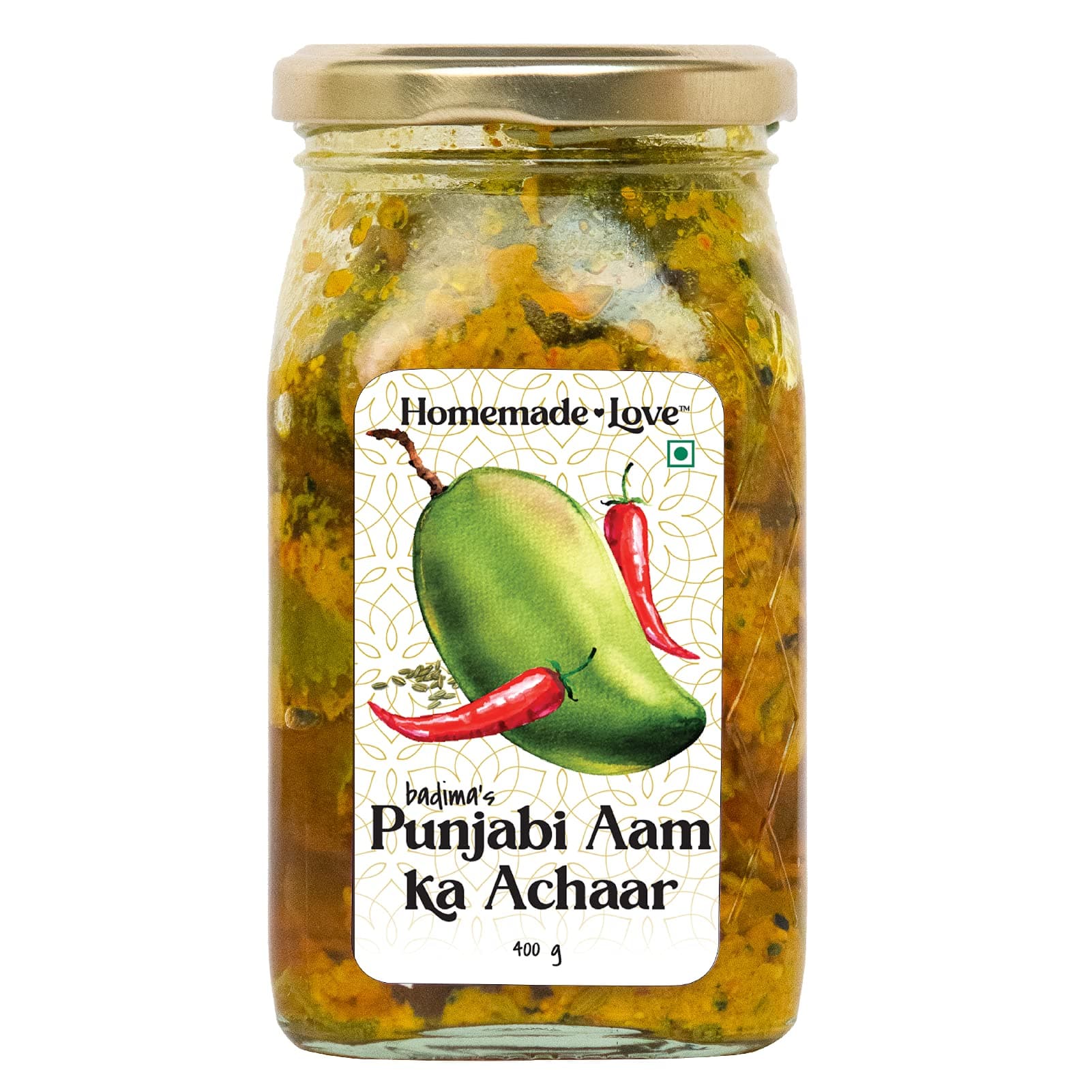Authentic Punjabi Mango Cucumber | Spicy & Spicy Aam Ka Achaar with Raw Mango & Spices Mixed with Mustard Oil (400g)