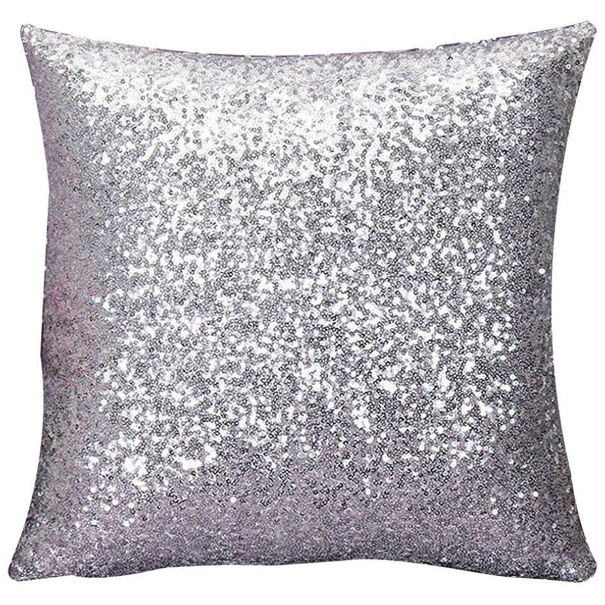 Shiny Sequin Cushion Cover, silver, 40cm*40cm/15.74*15.74"