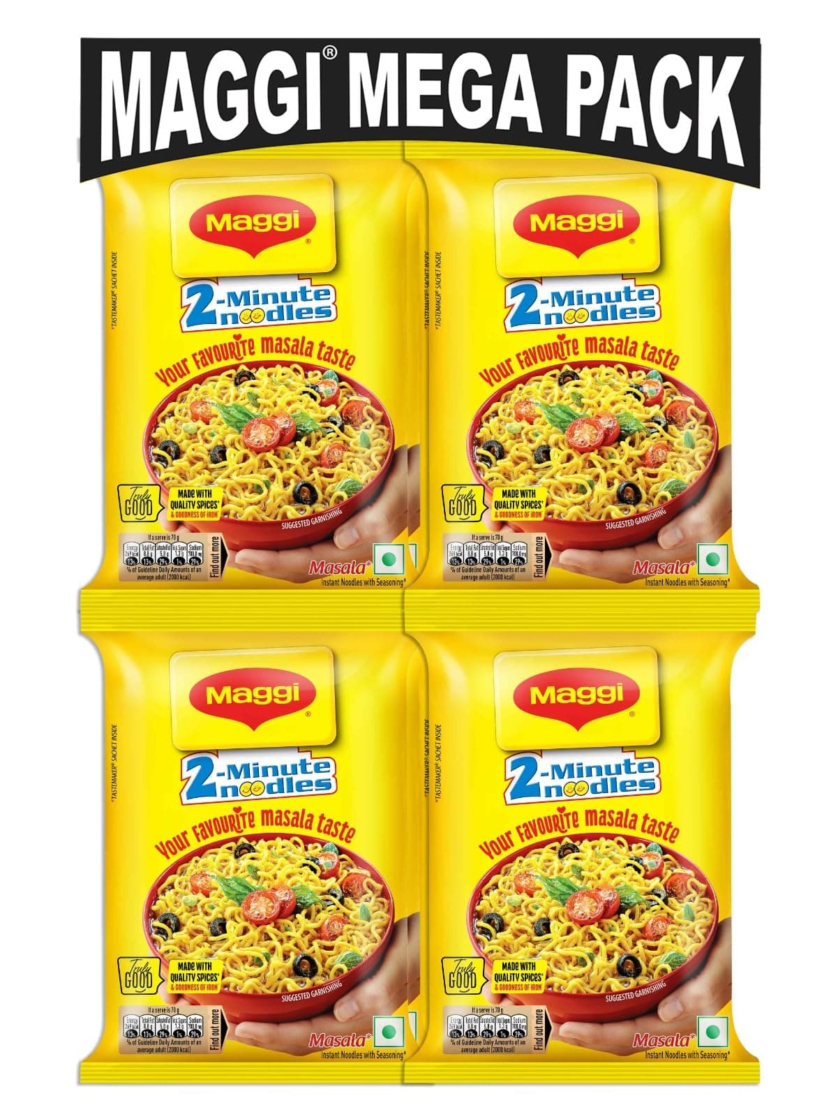 Maggi 2 Minutes Noodles Masala, 280 grams pack (2.46 oz)- 3 pack - Made in India