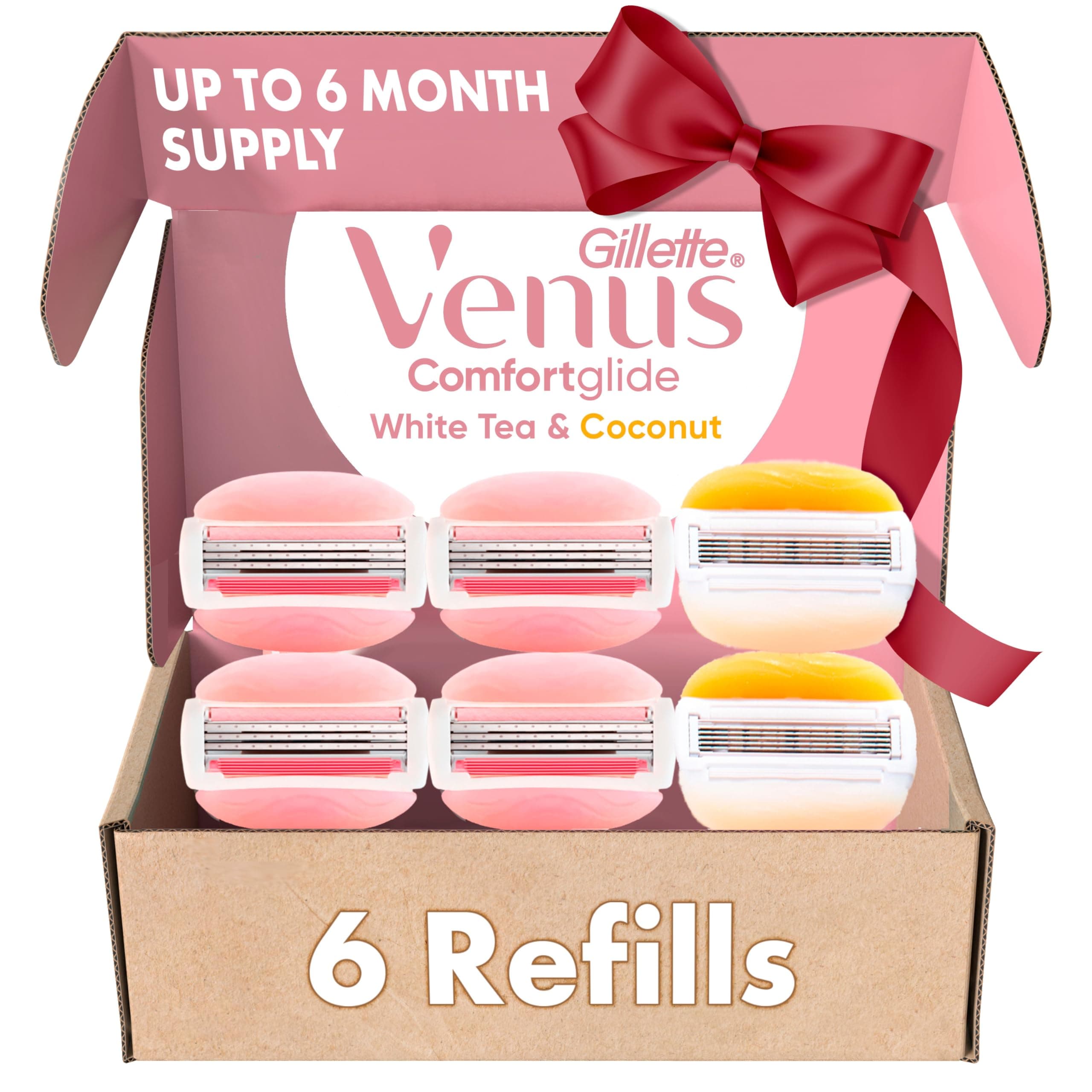 Gillette Venus ComfortGlide White Tea 4 count, with Gillette Venus ComfortGlide plus Olay 2 count, Women's Razor Blade Refills