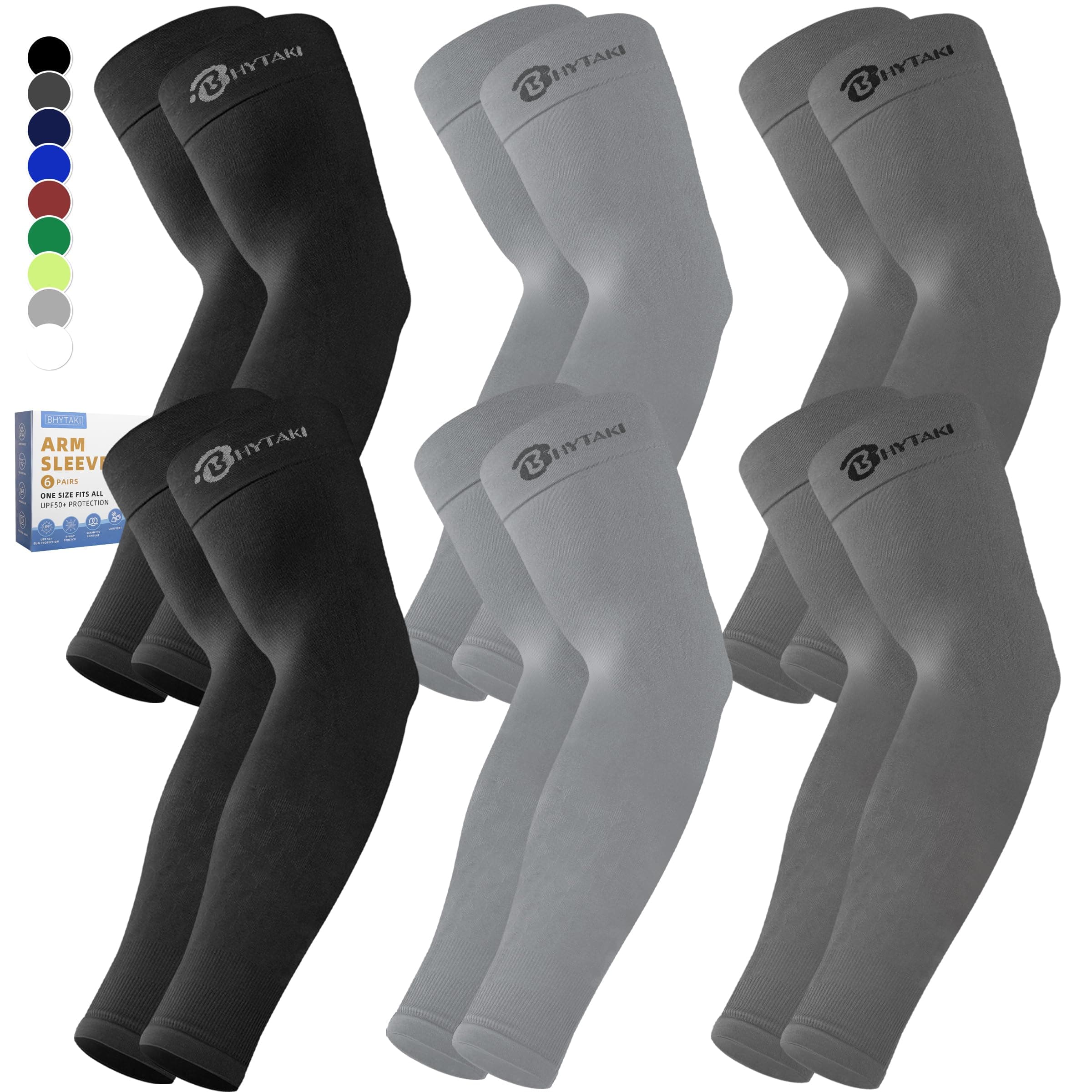 BHYTAKI Cooling Compression Arm Sleeves for Men Women,UPF50 UV Sun Protection Sleeves for Work Sport Tattoo Cover Up