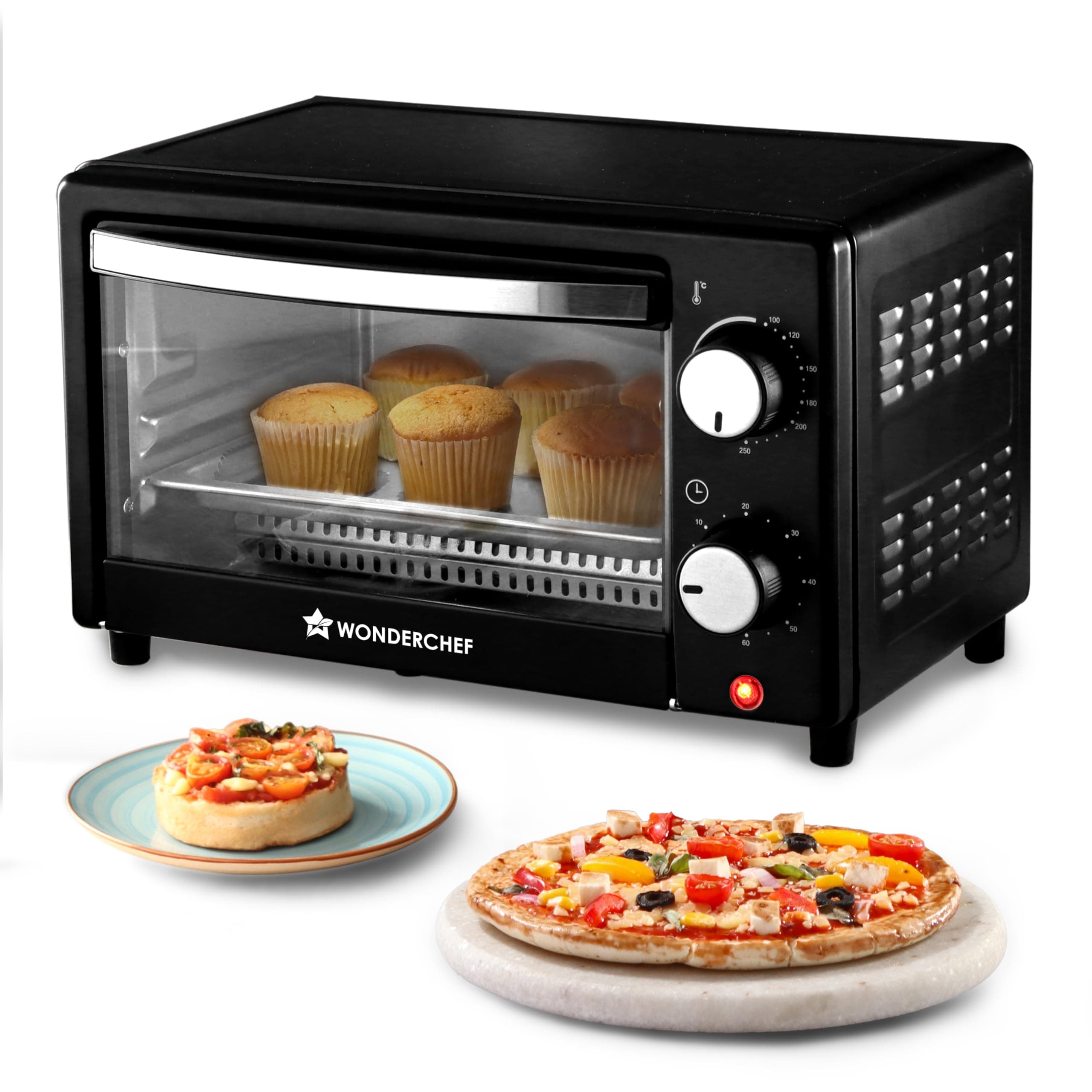 Wonderchef Oven Toaster Griller (OTG) 10 L | Bake, Grill, Roast | Auto-Shut Off | Heat-Resistant Tempered Glass | Customised Time & Temperature Control | Easy to Clean | 2 Year Warranty