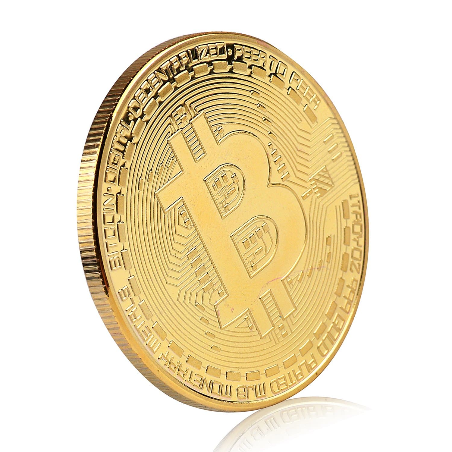 Bitcoin Commemorative Coin 24K Gold Plated BTC Limited Edition Collectible Coin With Protective Case