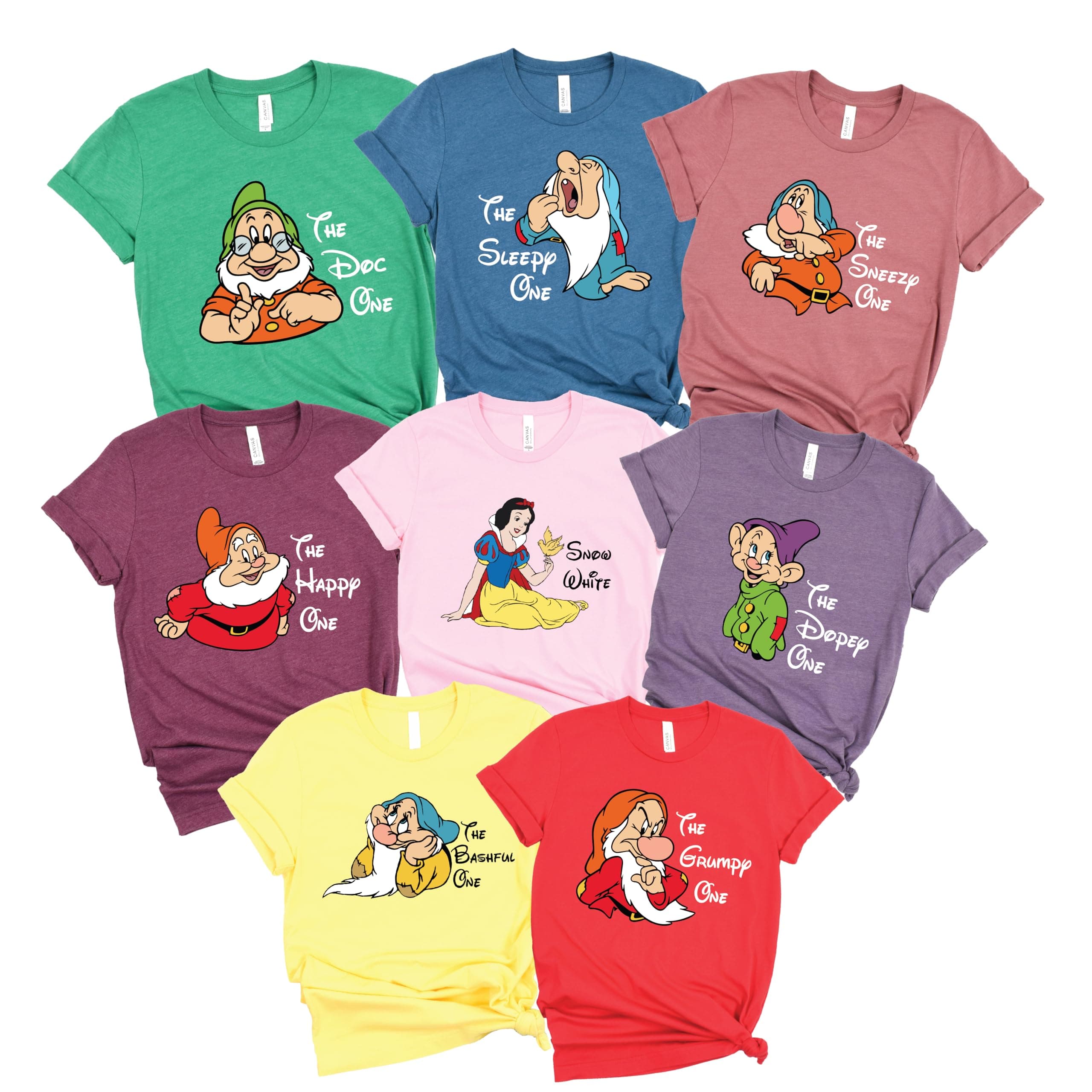 Seven Dwarfs Shirts - Customized Snow White and Seven Dwarfs T-Shirt for Kids and Adults