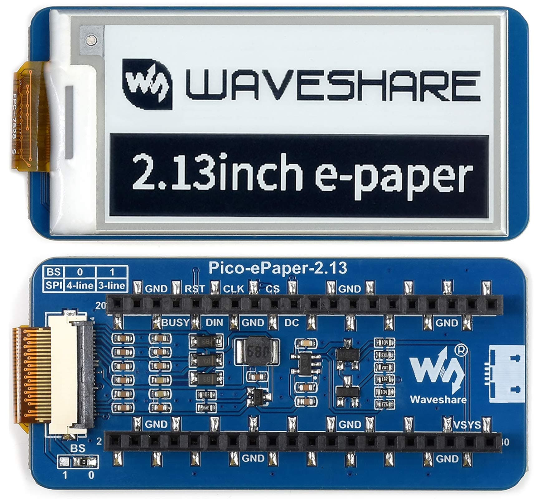 Waveshare 2.13inch E-Paper Display Module for Raspberry Pi Pico, Black White Two-Color 250x122 Pixel E-Paper Screen LCD SPI Interface Support Partial Refresh Paper-Like Effect Wide Viewing Angle