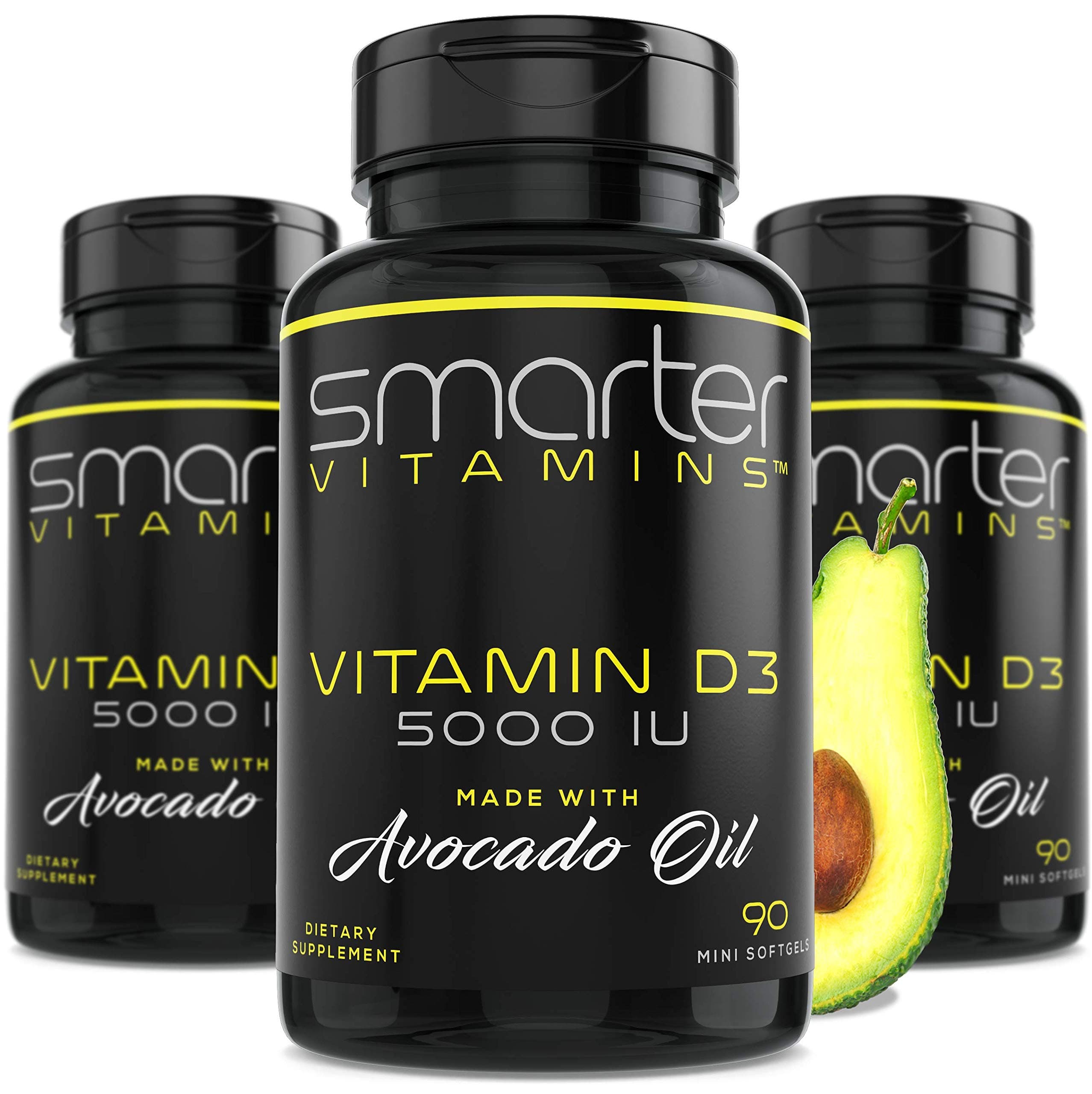 - (3 Pack) Smarter Vitamin D3 5000 IU in Avocado Oil 125mcg 270 Mini Softgels