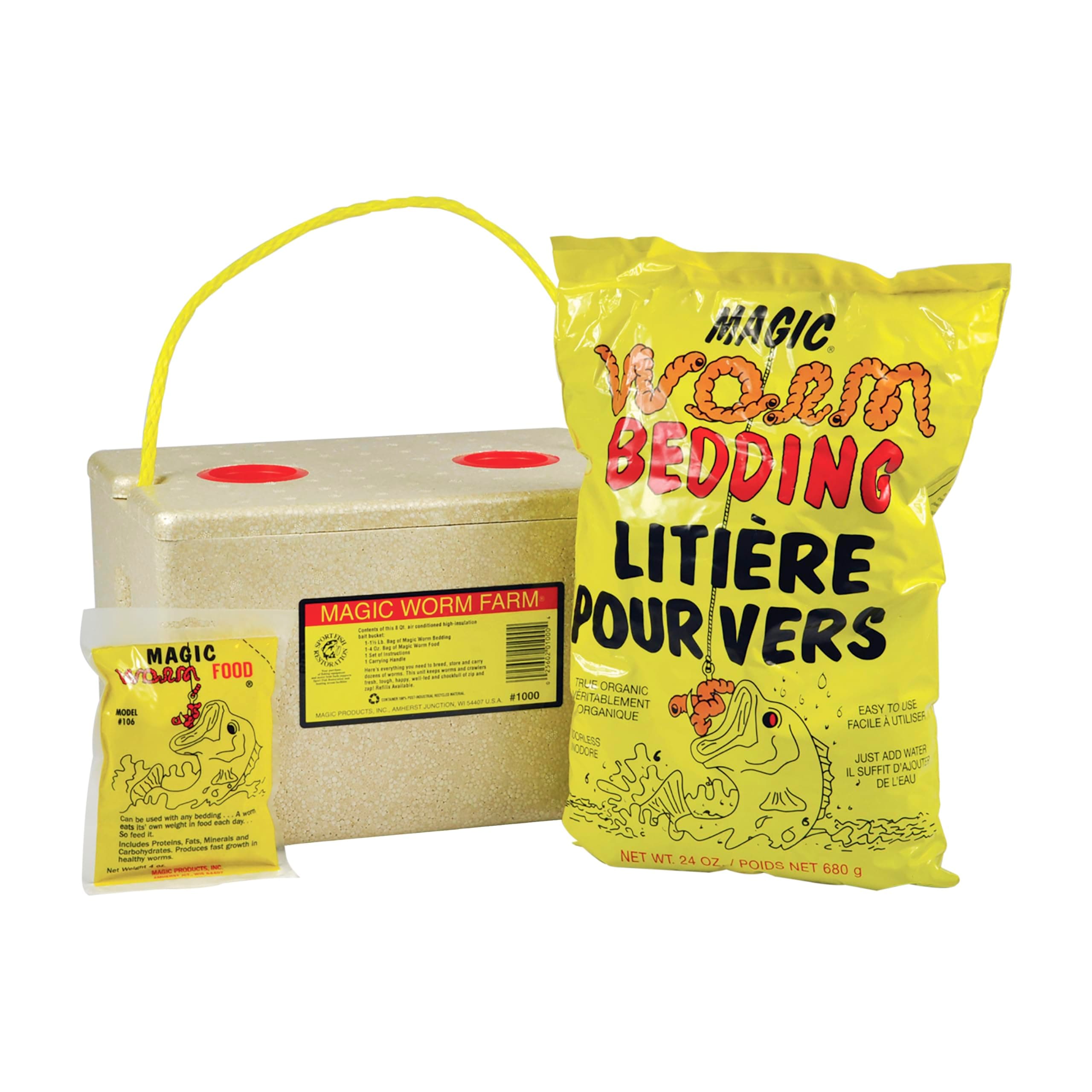 Magic Bait 1000 Worm Farm with Bedding and Food Storage Box, Yellow