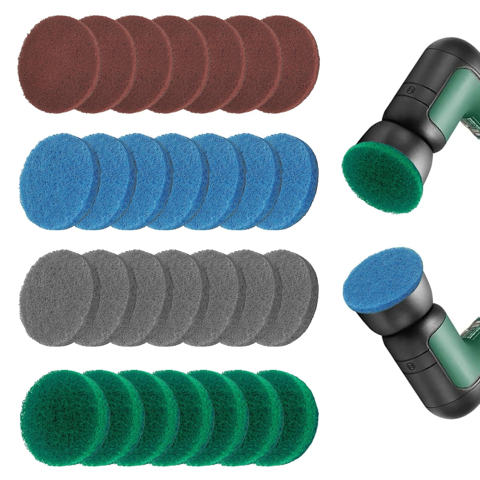 TRUEIN Pack of 28 Attachments for Bosch Universal Brush, 4 Types Cleaning Brush Pad, Electric Cleaning Brush Pad Compatible with Bosch Home/Garden 6033, Battery Cleaning Brush UniversalBrush