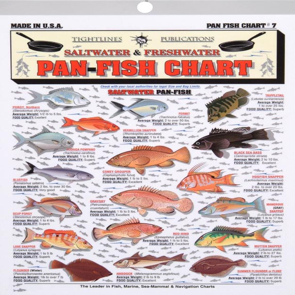 Tightline Publications #7 Panfish Chart, White