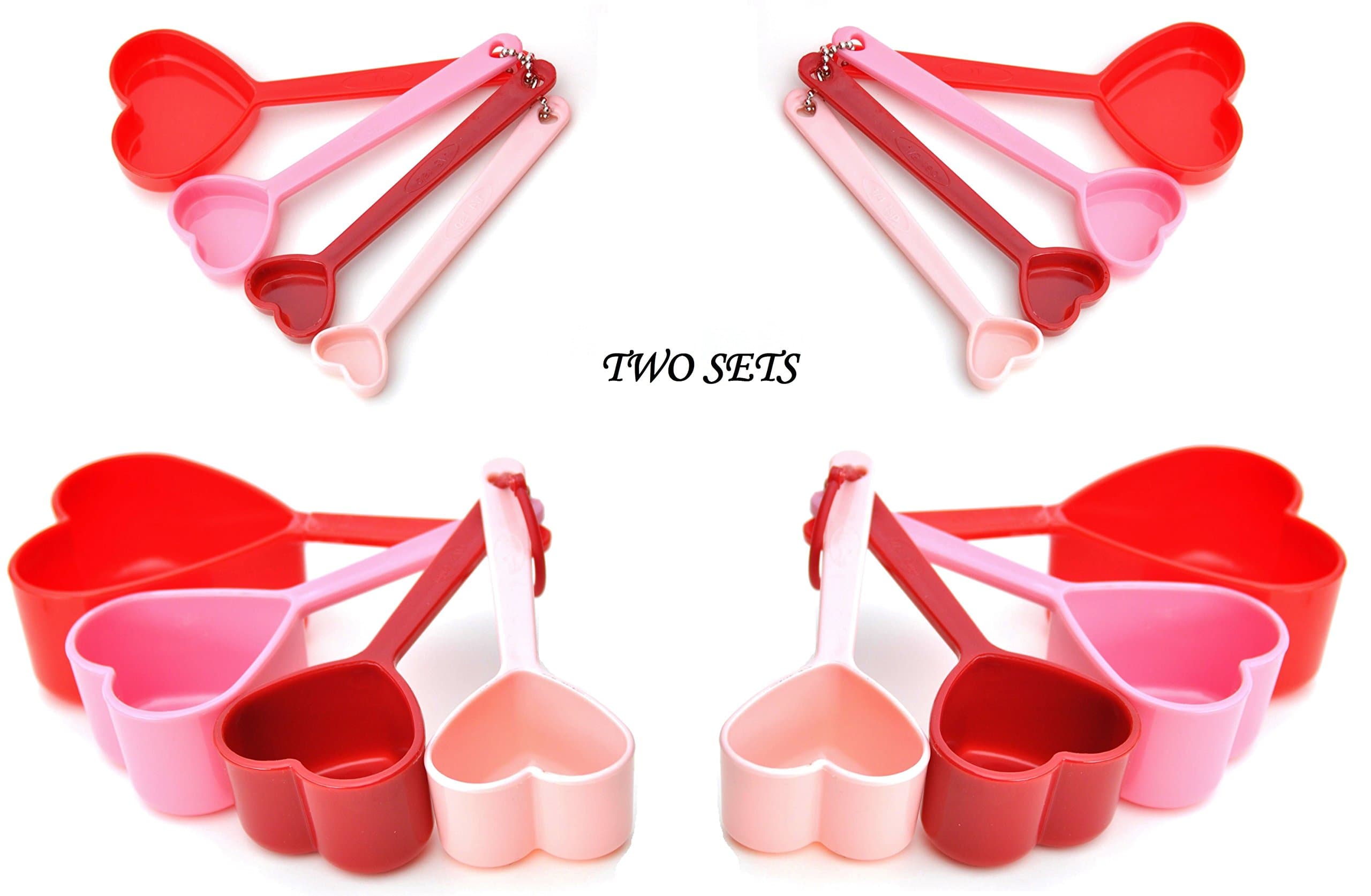 2 SETS Heart Shaped Measuring Cups and Measuring Spoon Set Best Valentine Day Gift Set for Her Wife Mother in Law Mom