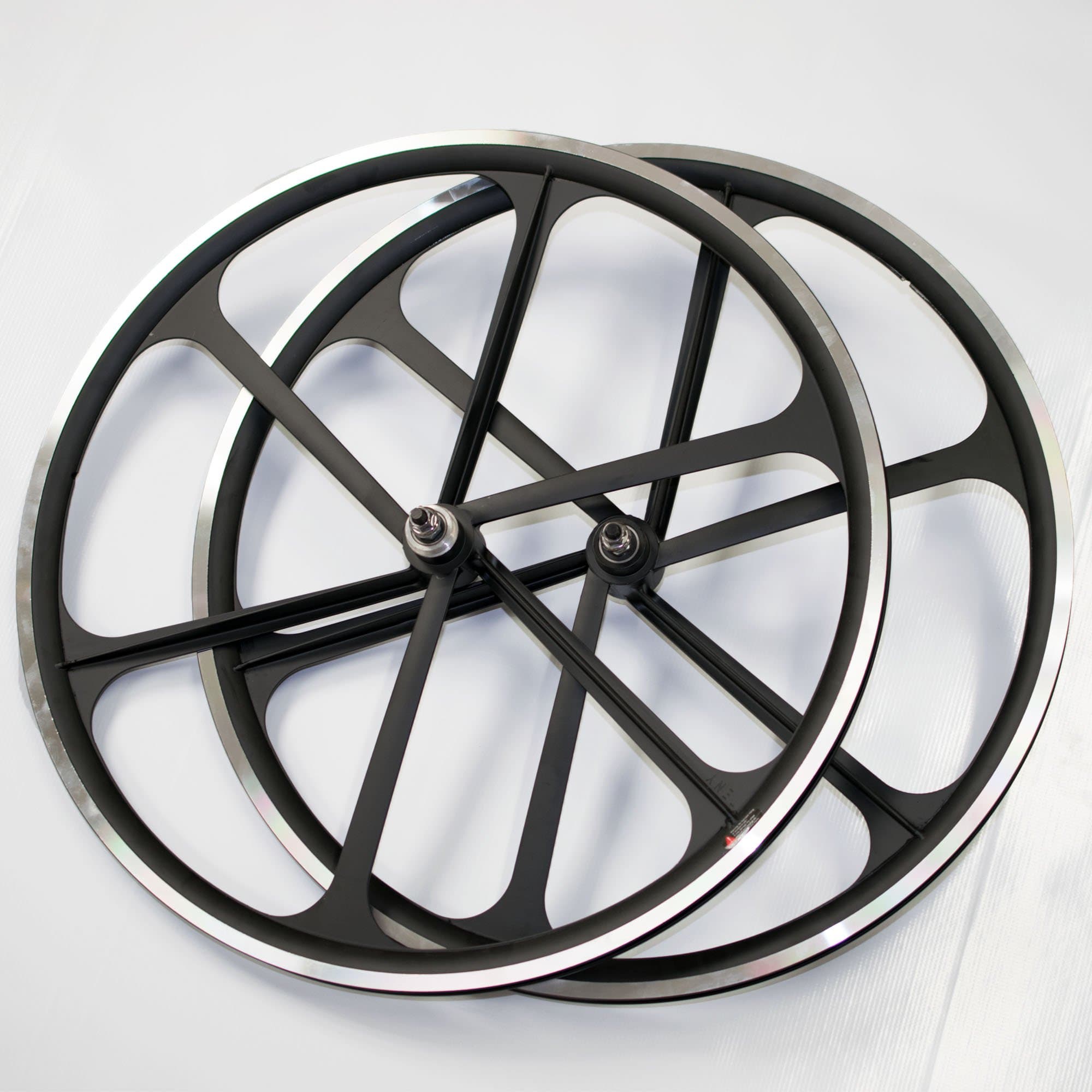 Teny Rim Bicycle Wheelset 6-Spoke MAG Wheels 700c For Fixie or Fixed Gear. Black, White or Red. Complete Set, Front and Rear Wheels Are Included. Flip-Flop Hub Included - By 2018 New.