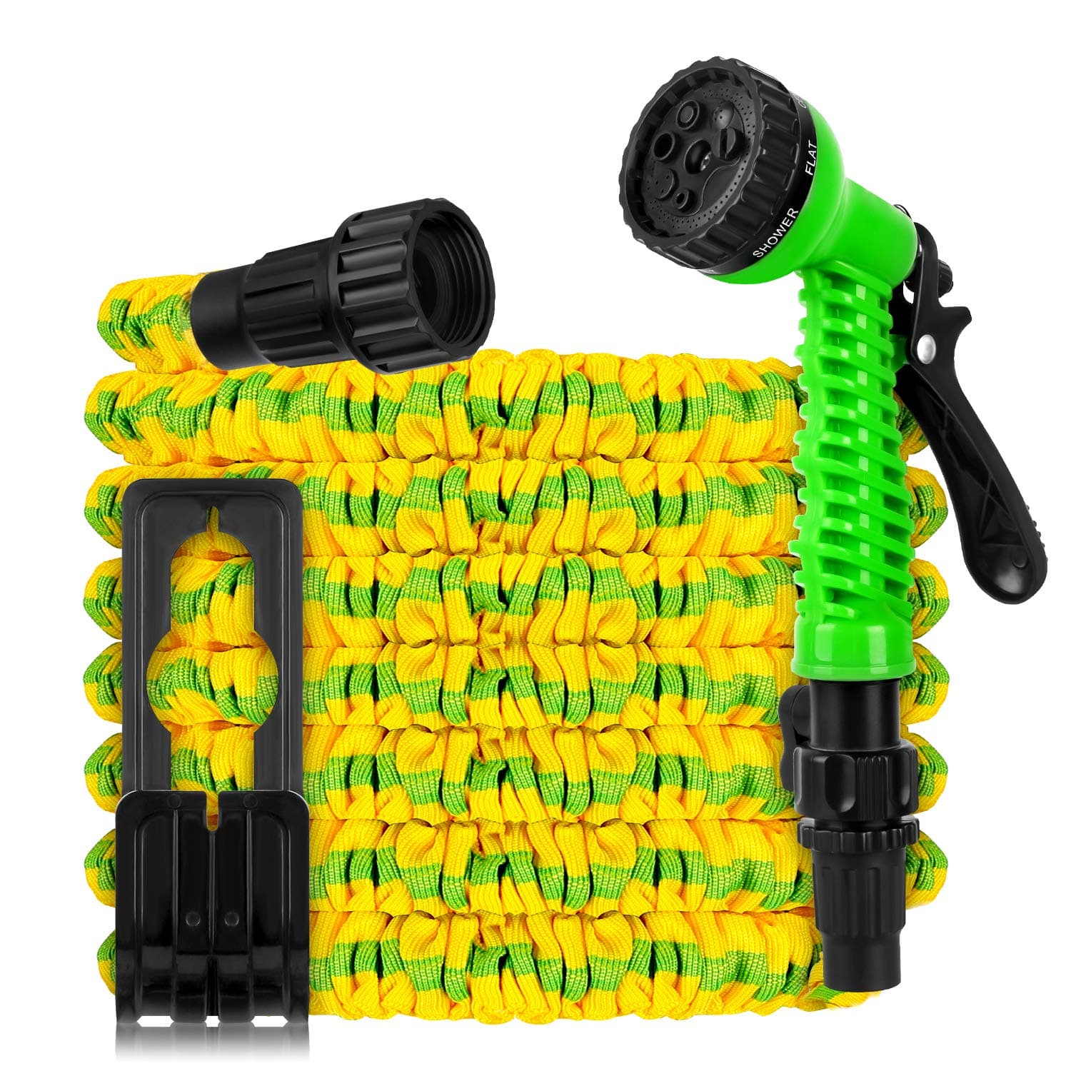 Garden Hose Pipe, 100 FT Expandable Water Hoses, Lightweight Triple Latex Core & Extra Strength Fabric Water Pipe with 3/4" Solid Fittings,Storage Bag,Hanger for Gardening Lawn Car Pet Washing(Yellow)