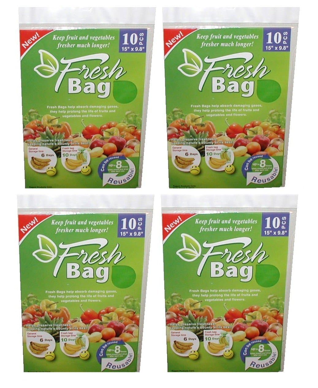 Lot of 40 Reusable Green Fresh Bags 15" x 9.8" - Storage Fruits, Vegetable, Flowers & More!