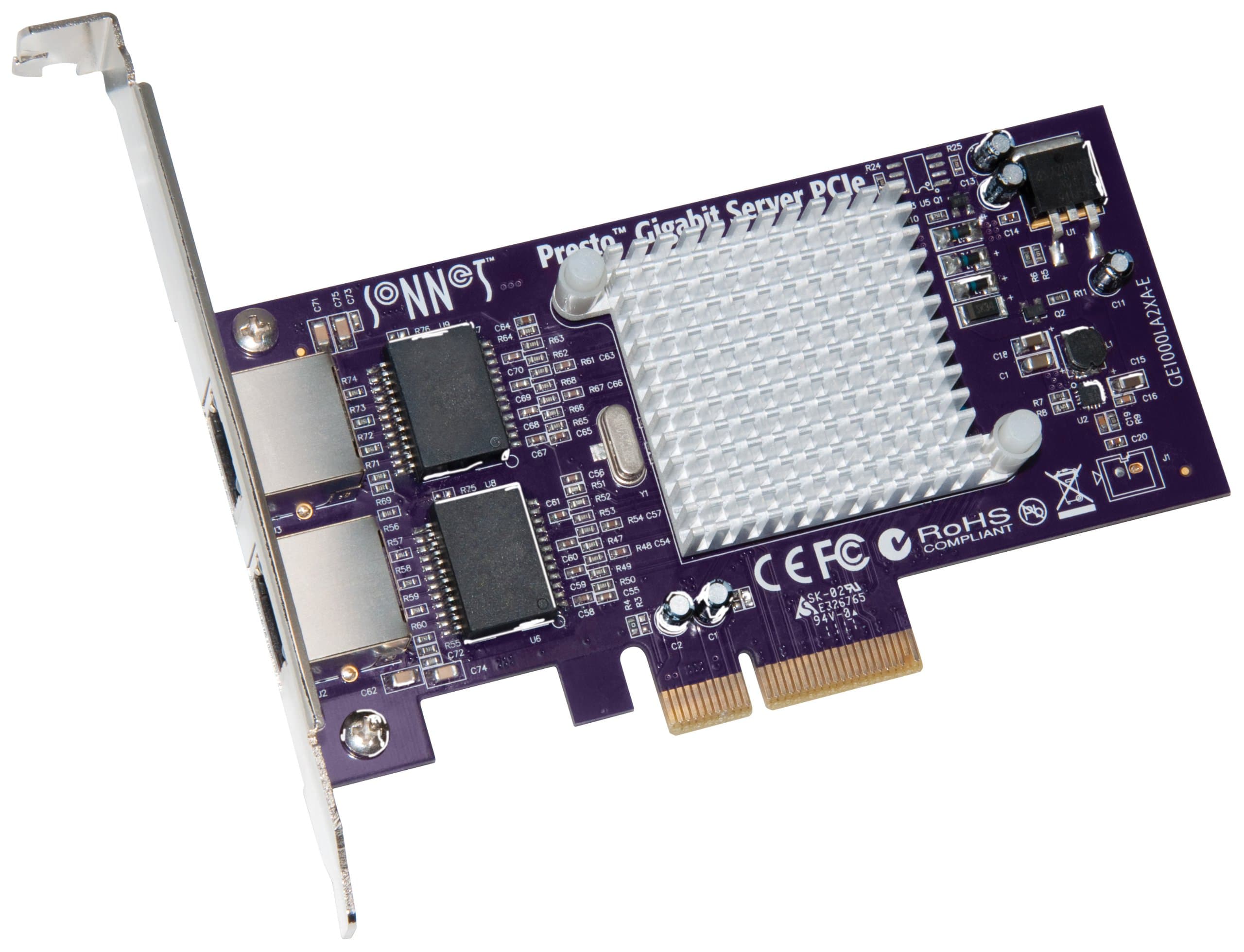 GE1000LA2XA-E Presto Gigabit Server PCIe Dual Port Adapter Card 10/ 100/ 1000