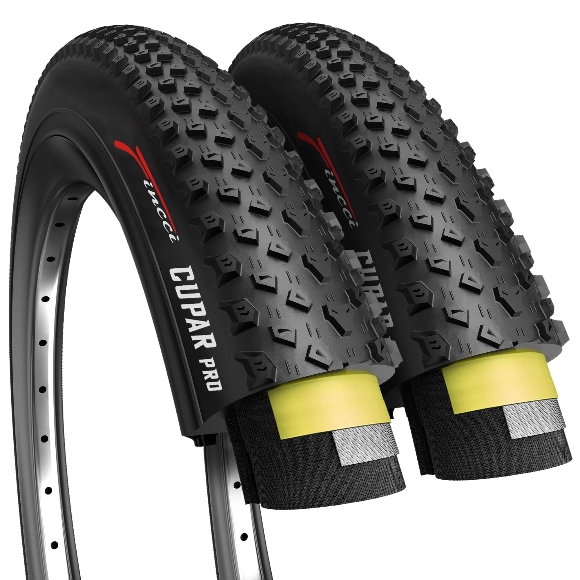 Fincci Foldable 26x2.10 Mountain Bike Tires - 26 Inch Bike Tires with 1mm Nylon Puncture Proof - Black Kevlar 26 Bike Tyre 60 TPI with Cross Country Profile for MTB, XC, Folding, Hybrid Bicycles