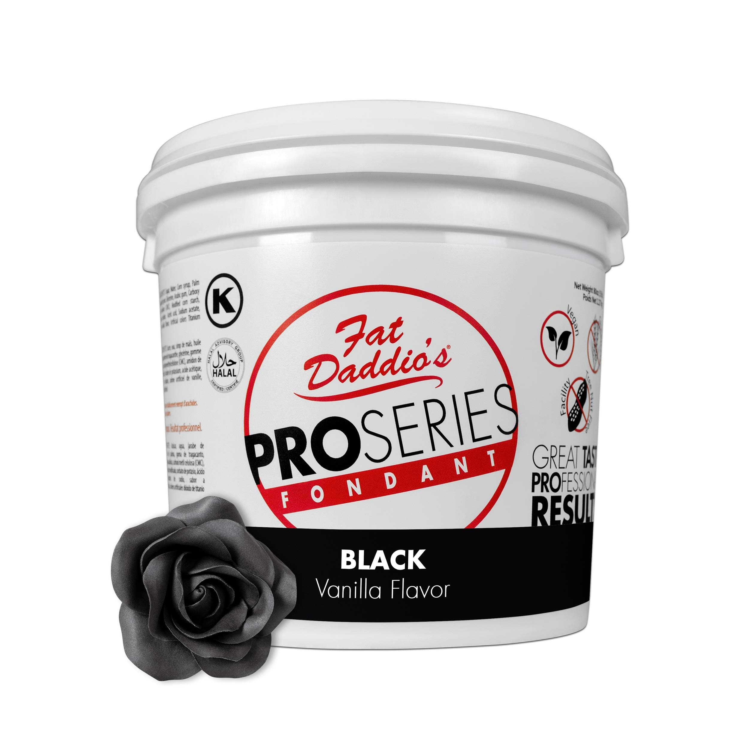 Fat Daddio's Black Fondant, Vanilla, 5 lb