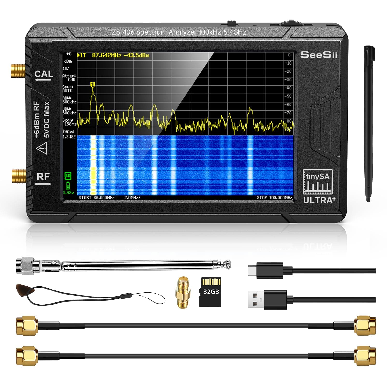 2023 Upgraded Spectrum Analyzer, SeeSii 4.0 Inch Handheld Small Frequency Analyzer