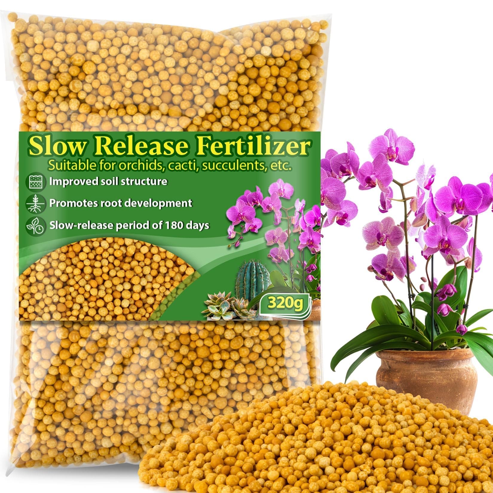 11.28 OZ Slow Release Fertilizer - Organic Plant Food All Purpose Plant Fertilizer for Succulents Cactus Orchid Bonsai and All Other Outdoor & Indoor Garden