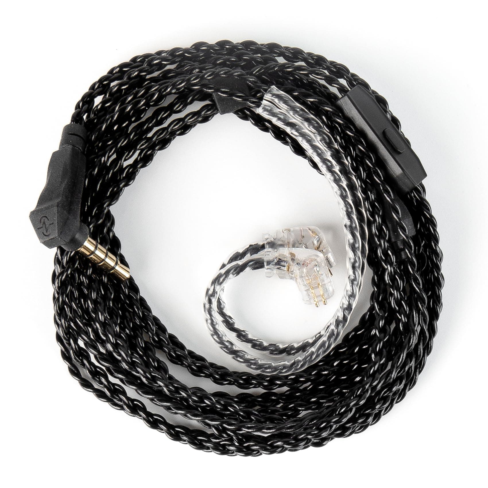 KZ ZS10 PRO in Ear Monitor Earphone Cable, 2M Long IEM Cable with Mic, CCZ 4N OFC Braided Twisted Replacement Headphone Extension Wire QDC-Pins for KZ ZSN X/ZS12 X (QDC 3.5MM, with Mic)