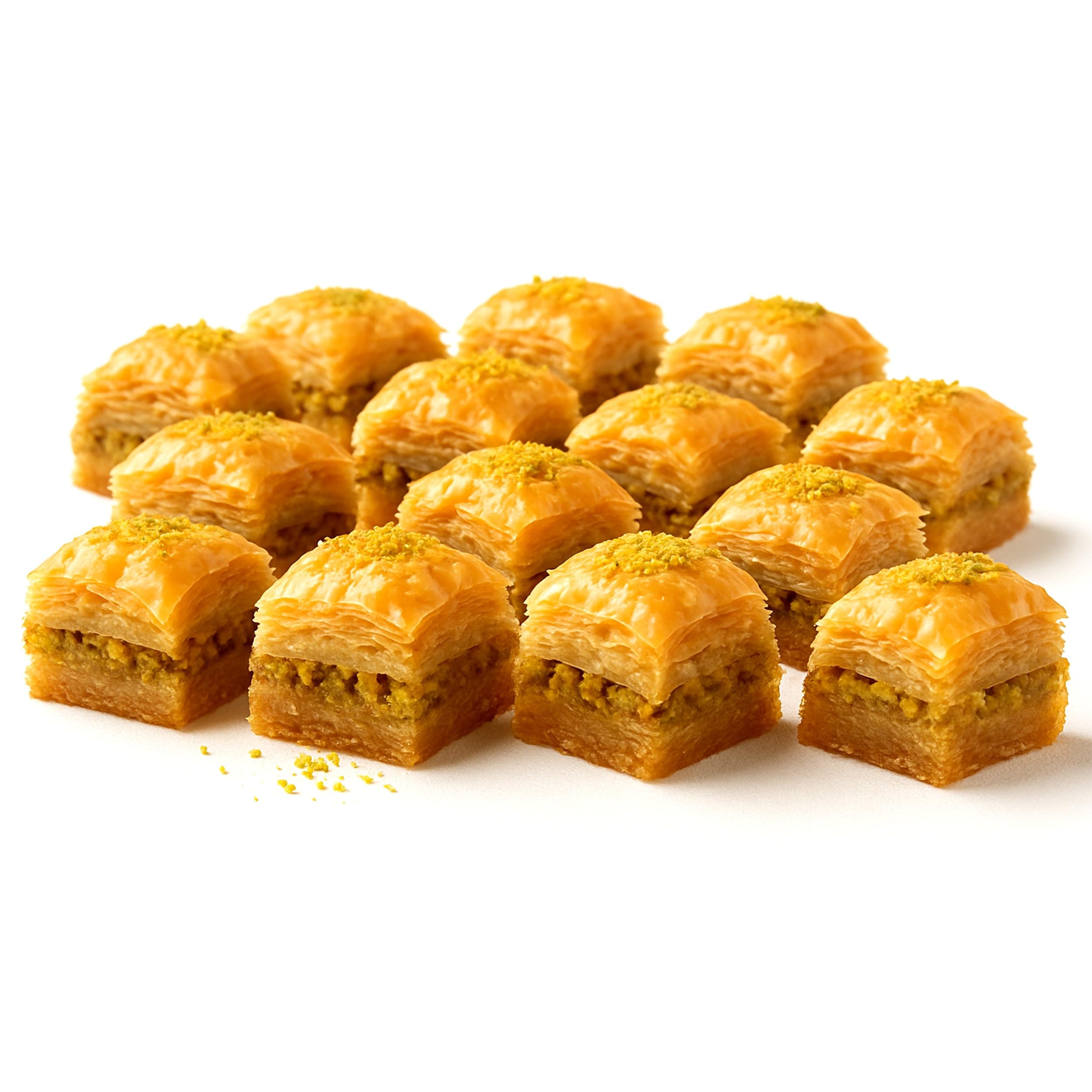Shatila Food Products Baklawa, Pistachio Baklava Pastry, Mediterranean Sweets Arabic Desserts, 28-30 Pieces