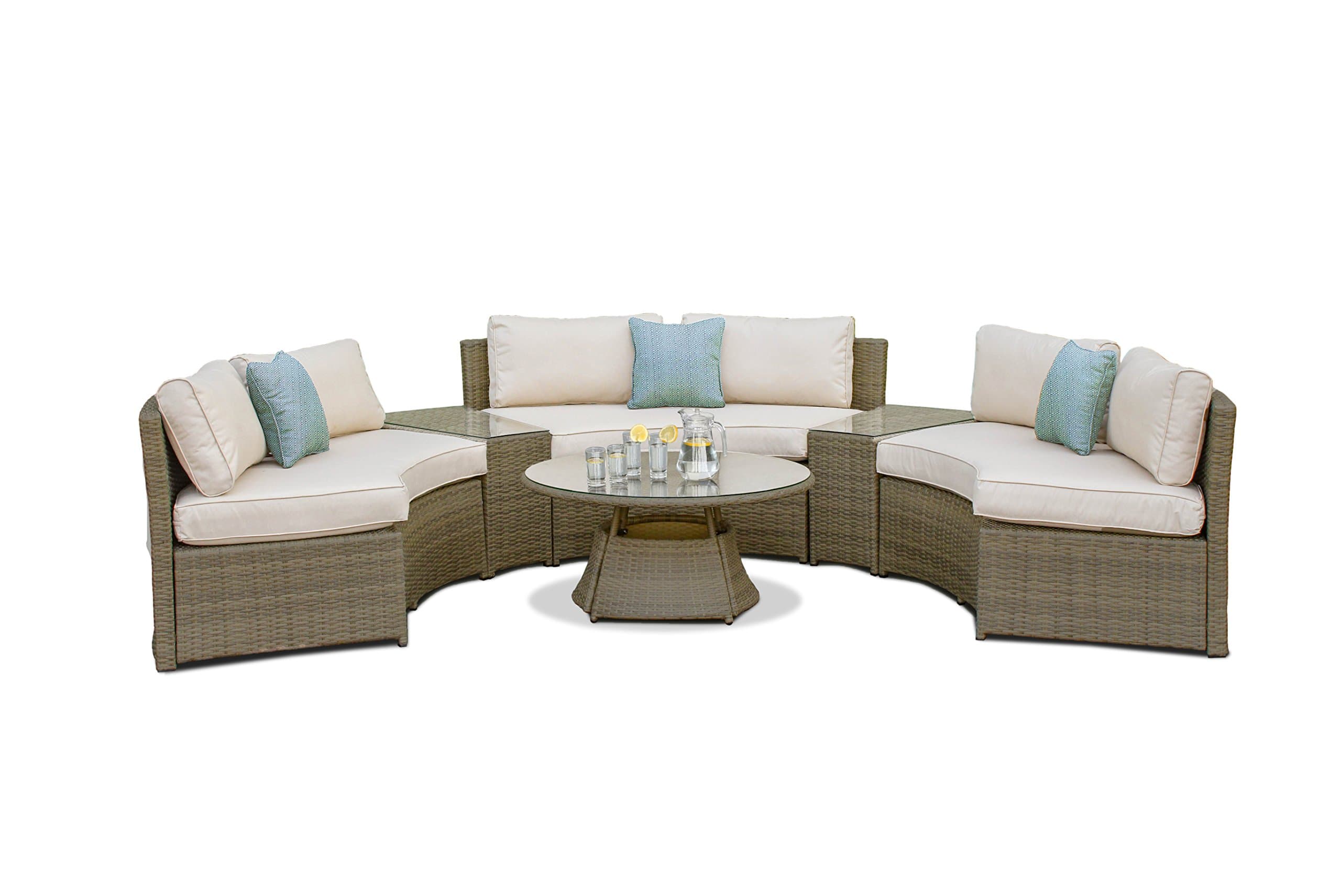 Maze Rattan Tuscany Half Moon Sofa Set, Mixed Brown, 95 x 95 x 45 Cm