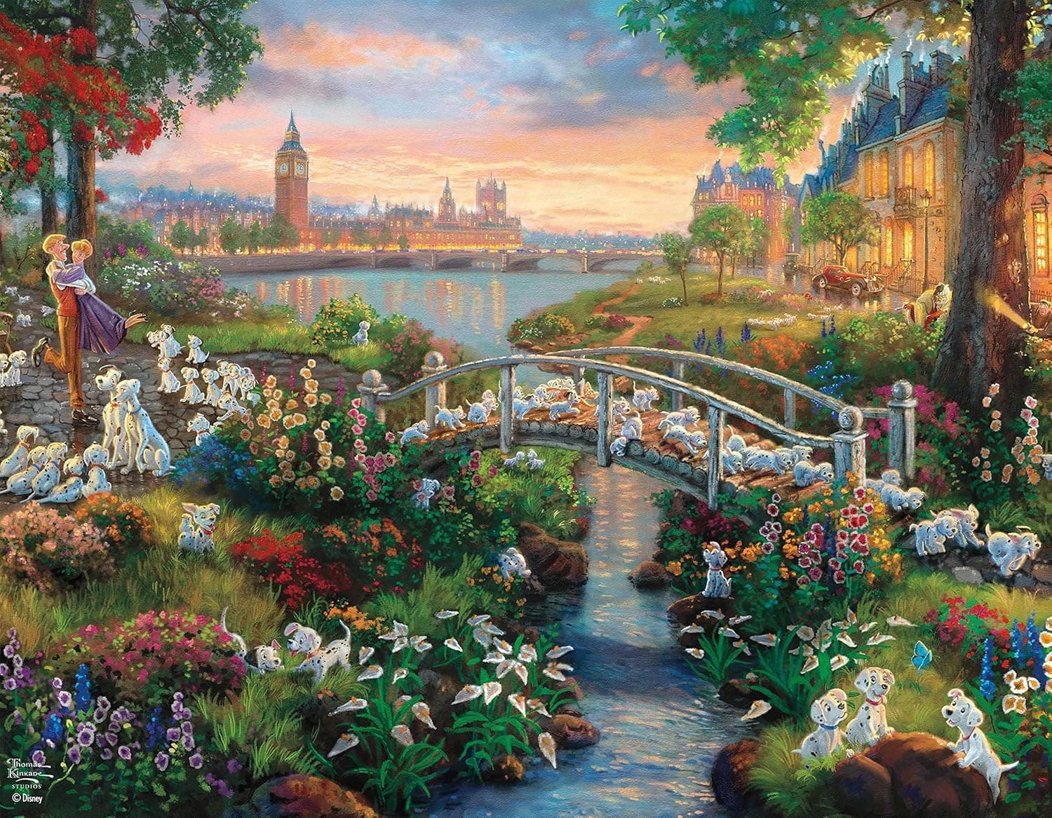4 in 1 Multipack - Thomas Kinkade - Disney Dreams Collection - Donald & Daisy Duck, 101 Dalmatians, Mickey, Minnie, & Pluto, & The Little Mermaid - (4) 500 Piece Jigsaw Puzzles