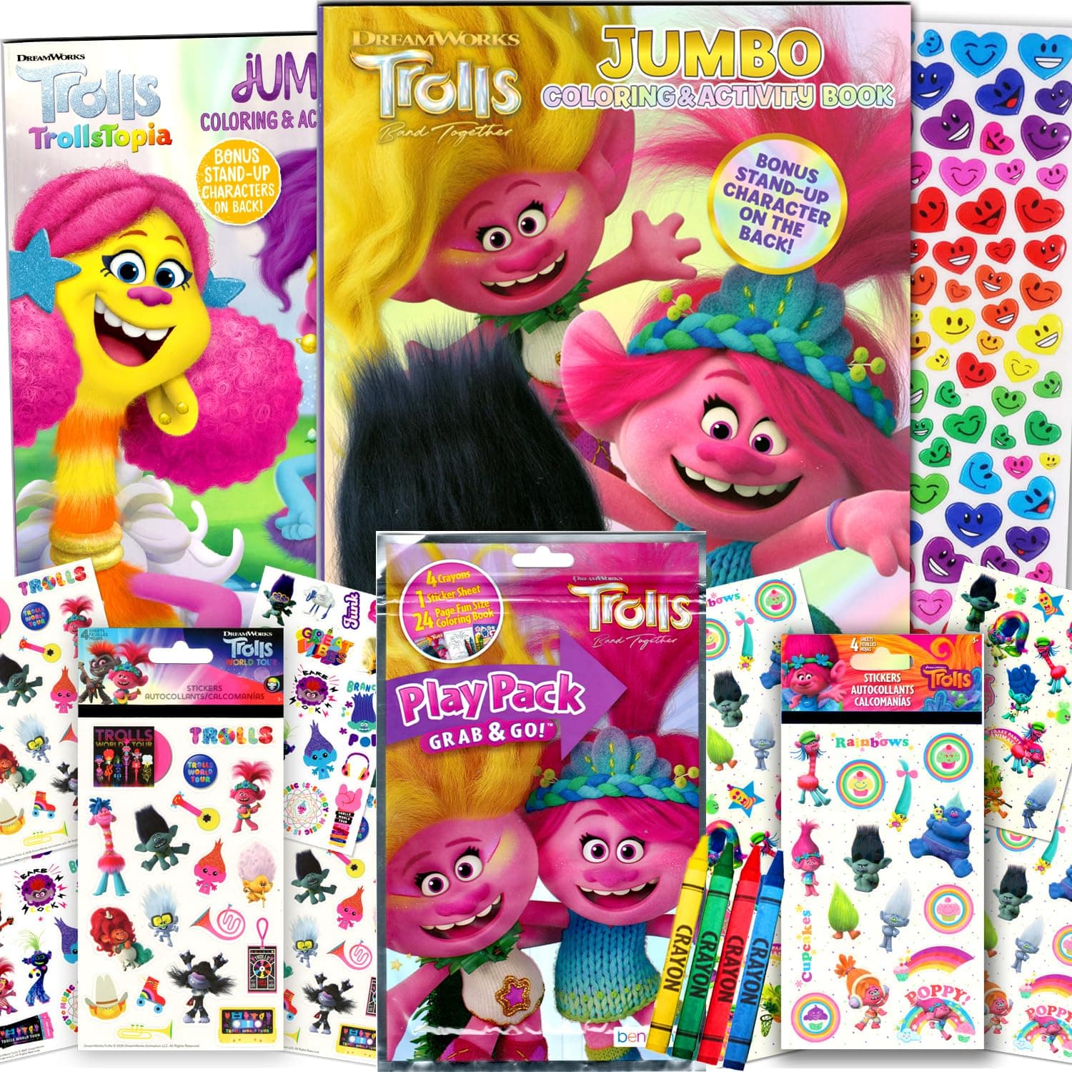 Trolls Colouring and Sticker Activity Book Set with Colouring Book, Trolls Activity Packs, Stickers and More