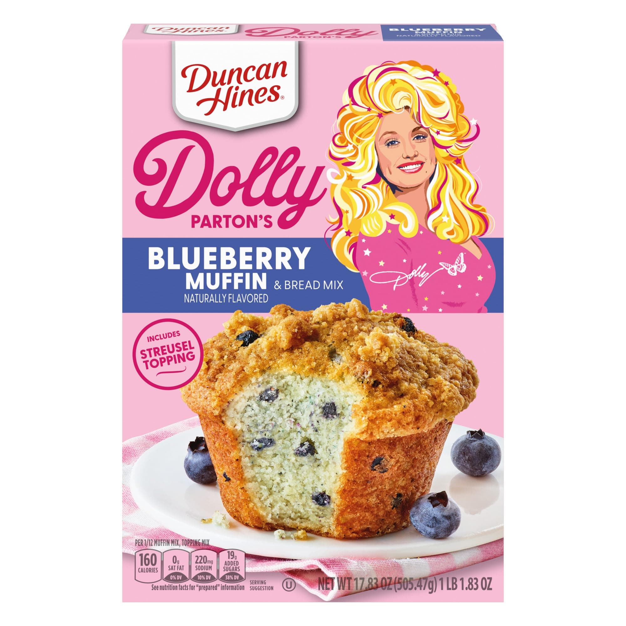 Duncan Hines Dolly Parton's Blueberry Flavored Muffin & Bread Mix, 17.83 oz.