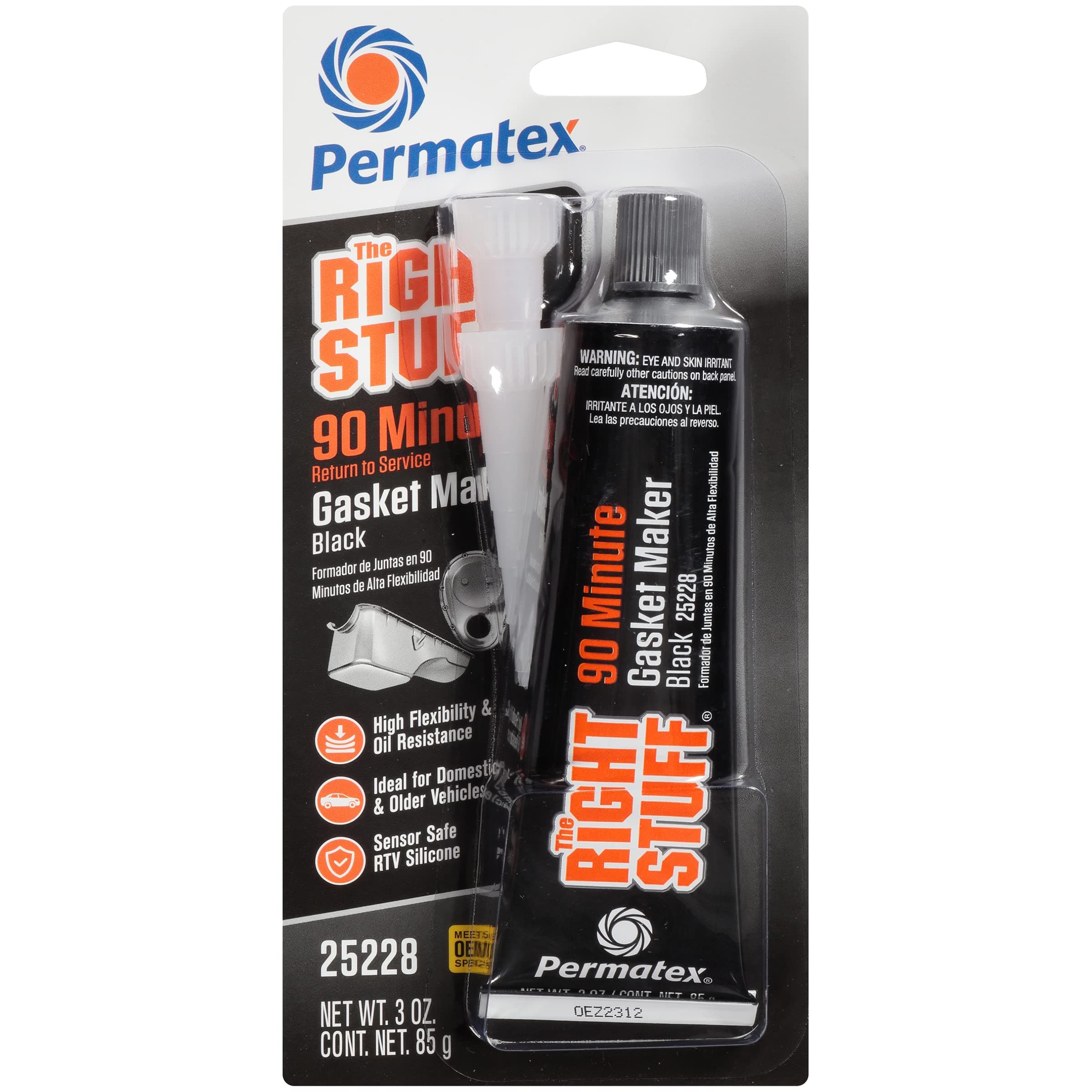 Permatex 25228 The Right Stuff Black Gasket Maker, 90 Minute, 3 oz, 1 Pack