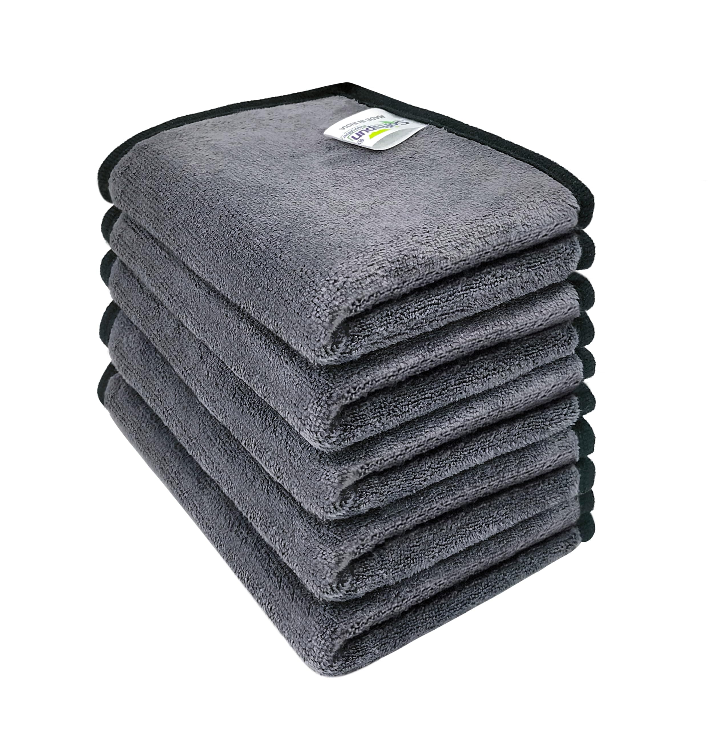 - Microfiber Super Absorbent Small Wipes, 500 GSM 20X30 Cms 5 Pieces Grey! Silk Banded Edge Towel Set Extra Thick Microfiber Cleaning Cloths Perfect for Bike
