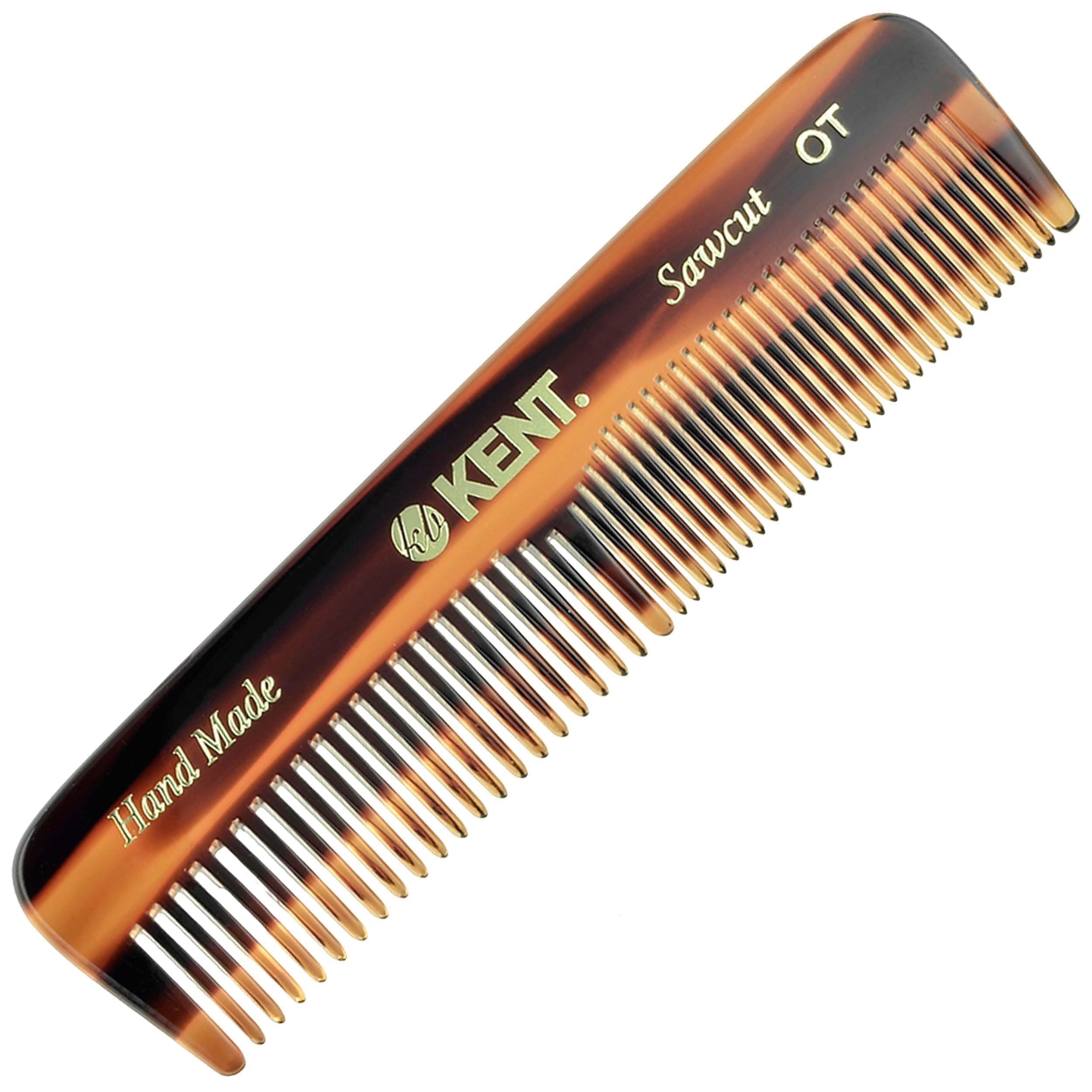 Kent Handmade A OT Pocket Comb, Coarse & Fine Tooth Styling Comb for Fine to Medium Hair, Cellulose Acetate Grooming Comb for Wet or Dry Use