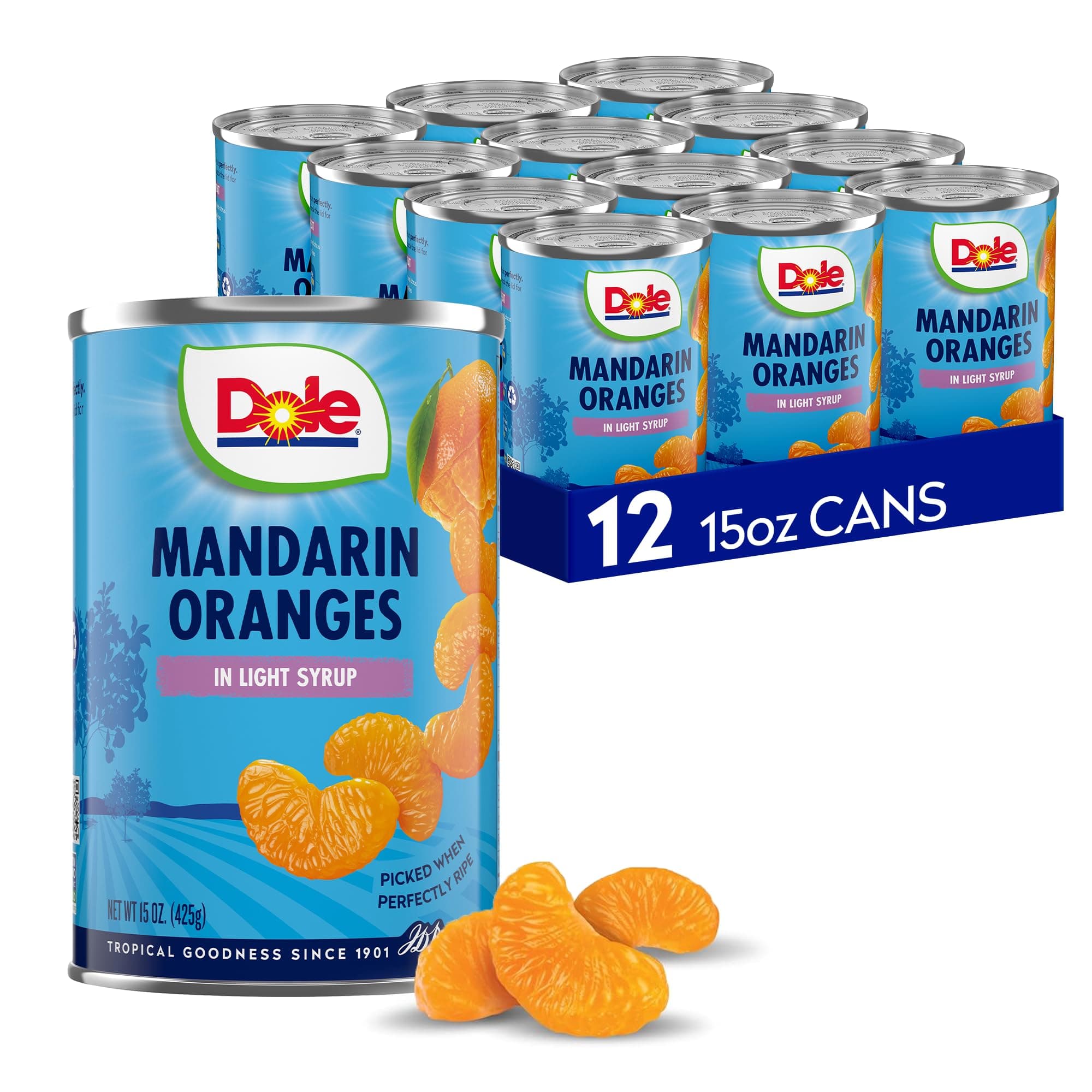Dole Mandarin Oranges in Light Syrup, 15 Ounce Cans (Pack of 12)