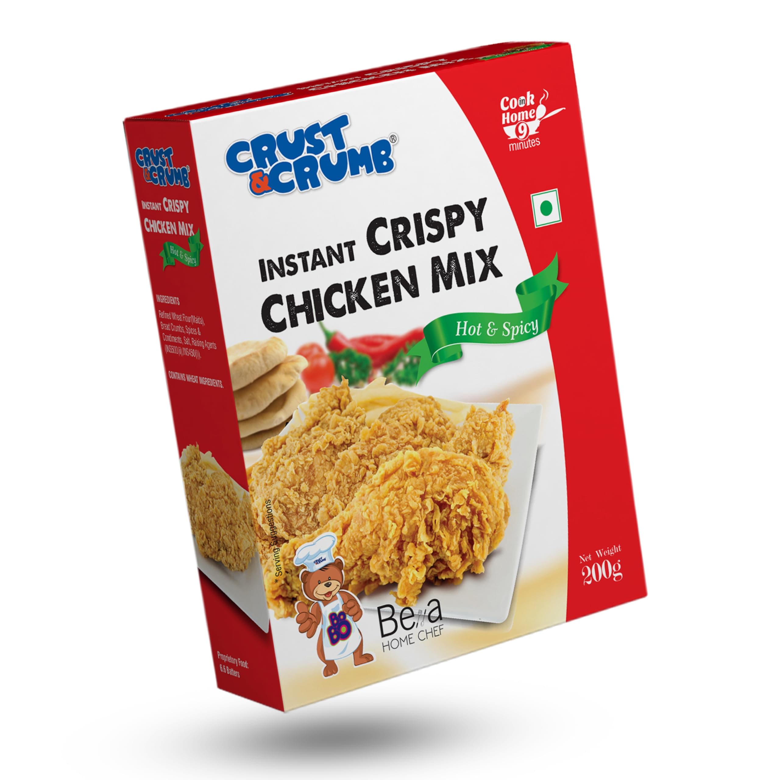 Crust N Crumb Instant Crispy Chicken Mix - Hot & Spicy | Cook in 9 Minutes | 200GM