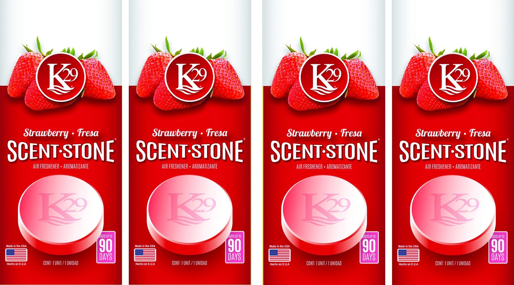 (K16012-4) K29 'Strawberry' Stone Air Freshener, (Pack of 4)